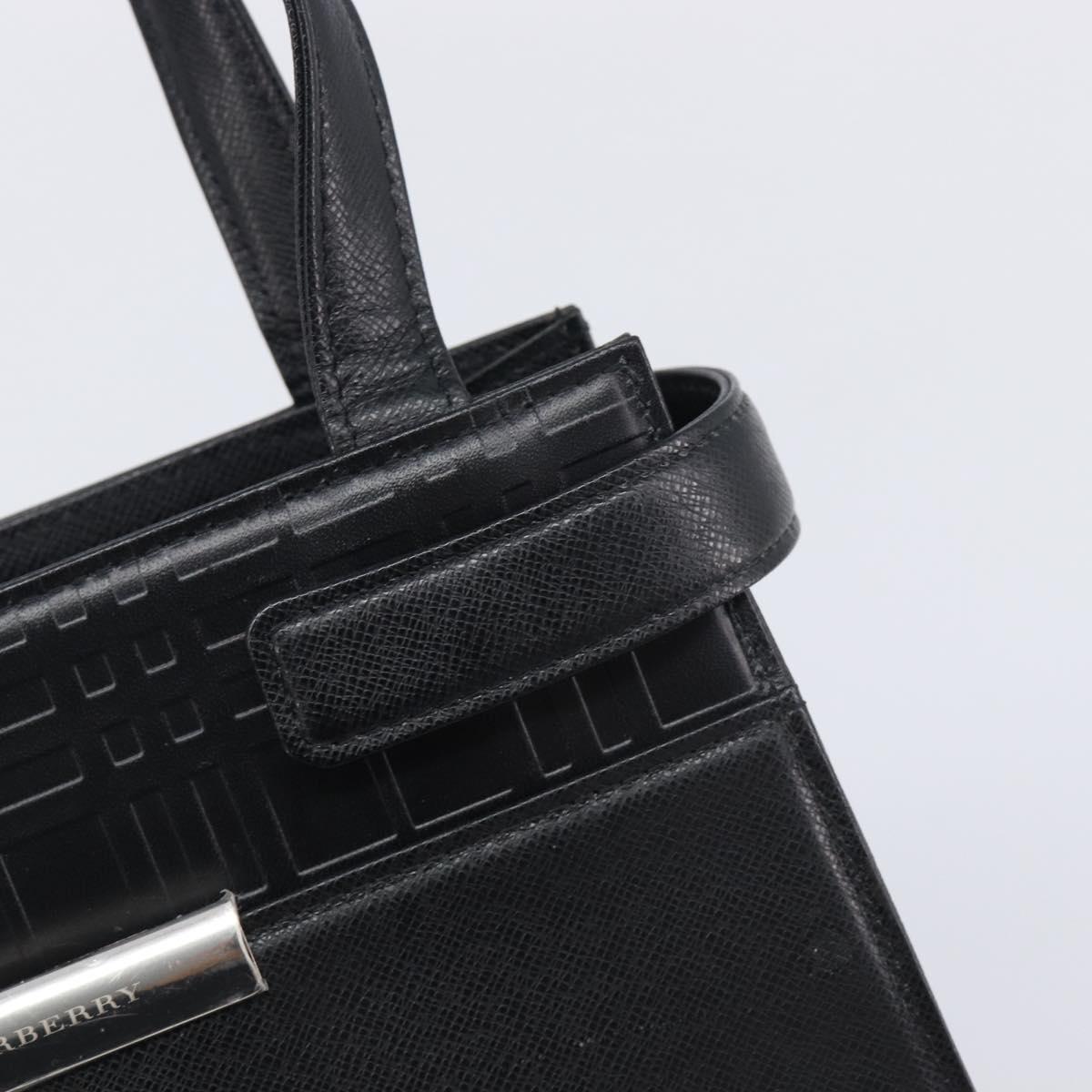 BURBERRY Hand Bag Leather Black Silver Auth ep17006