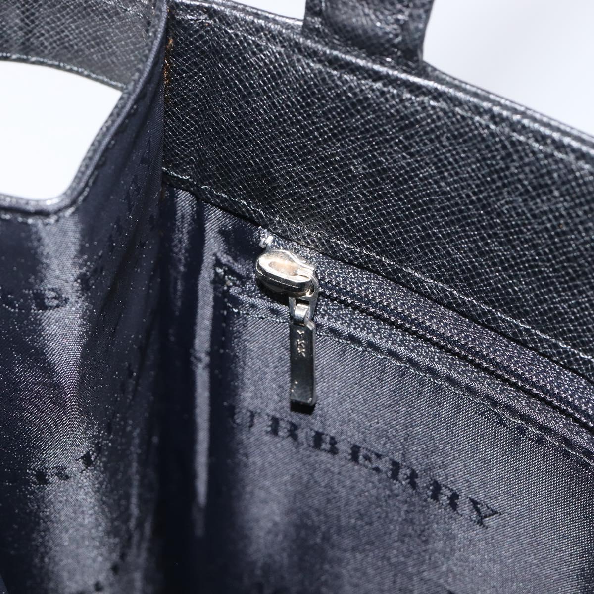 BURBERRY Hand Bag Leather Black Silver Auth ep17006