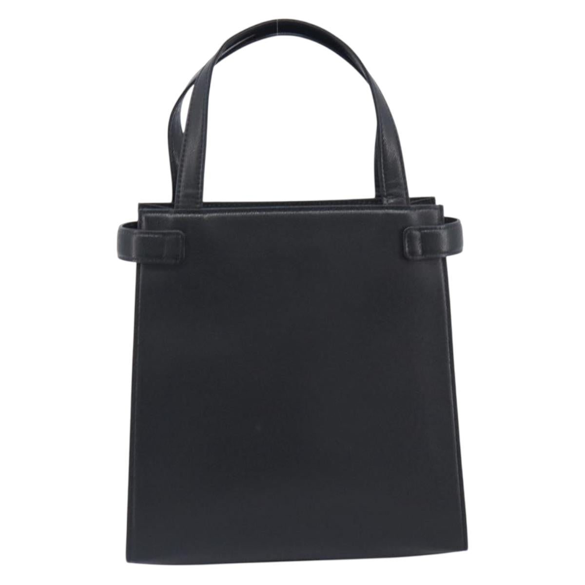 BURBERRY Hand Bag Leather Black Silver Auth ep17006