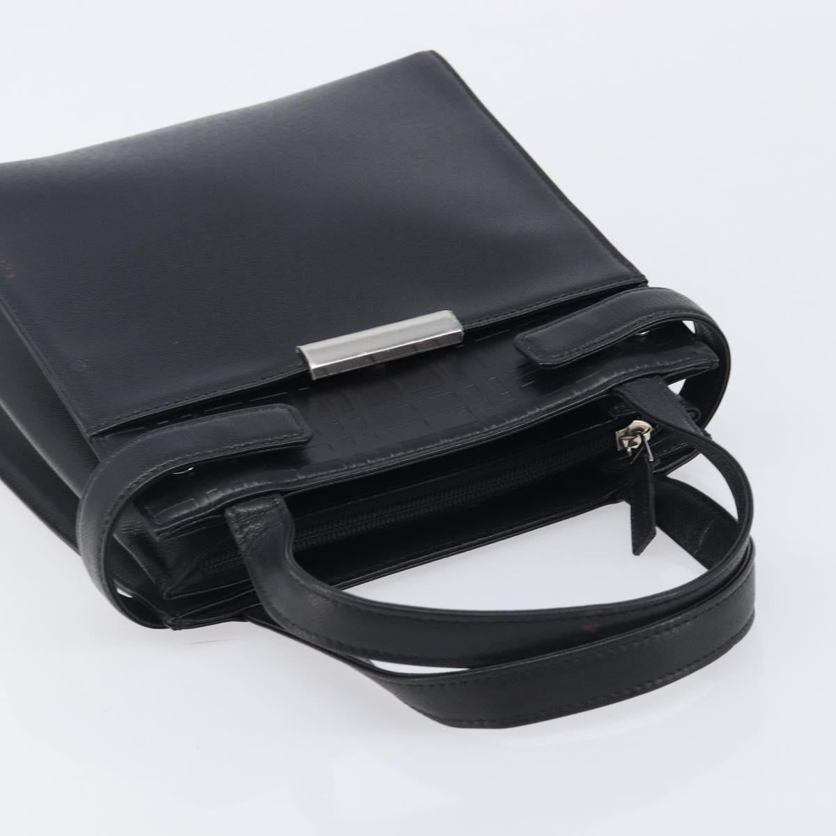 BURBERRY Hand Bag Leather Black Silver Auth ep17006