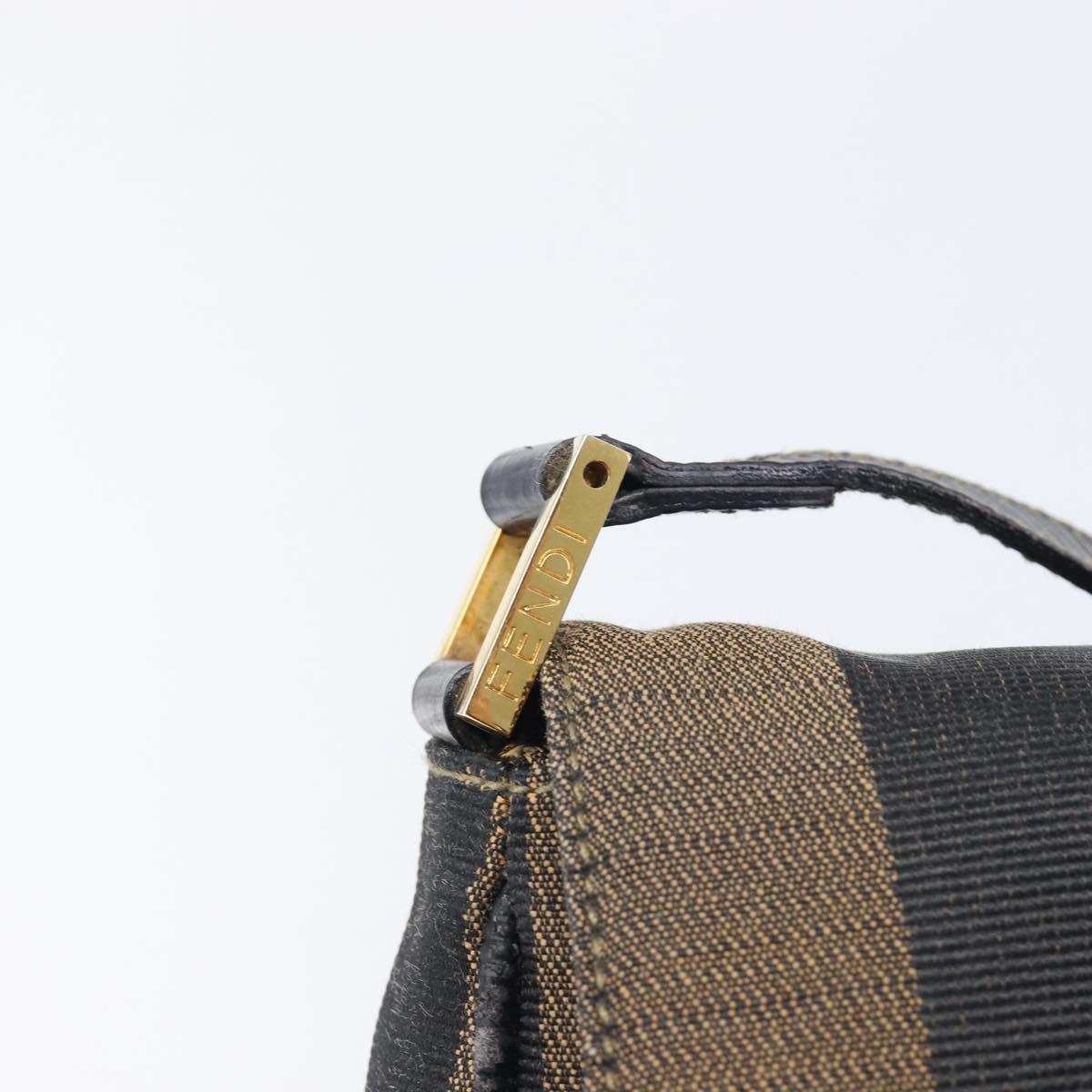 FENDI Pecan Shoulder Bag Canvas Brown Gold Tone Auth ep17009