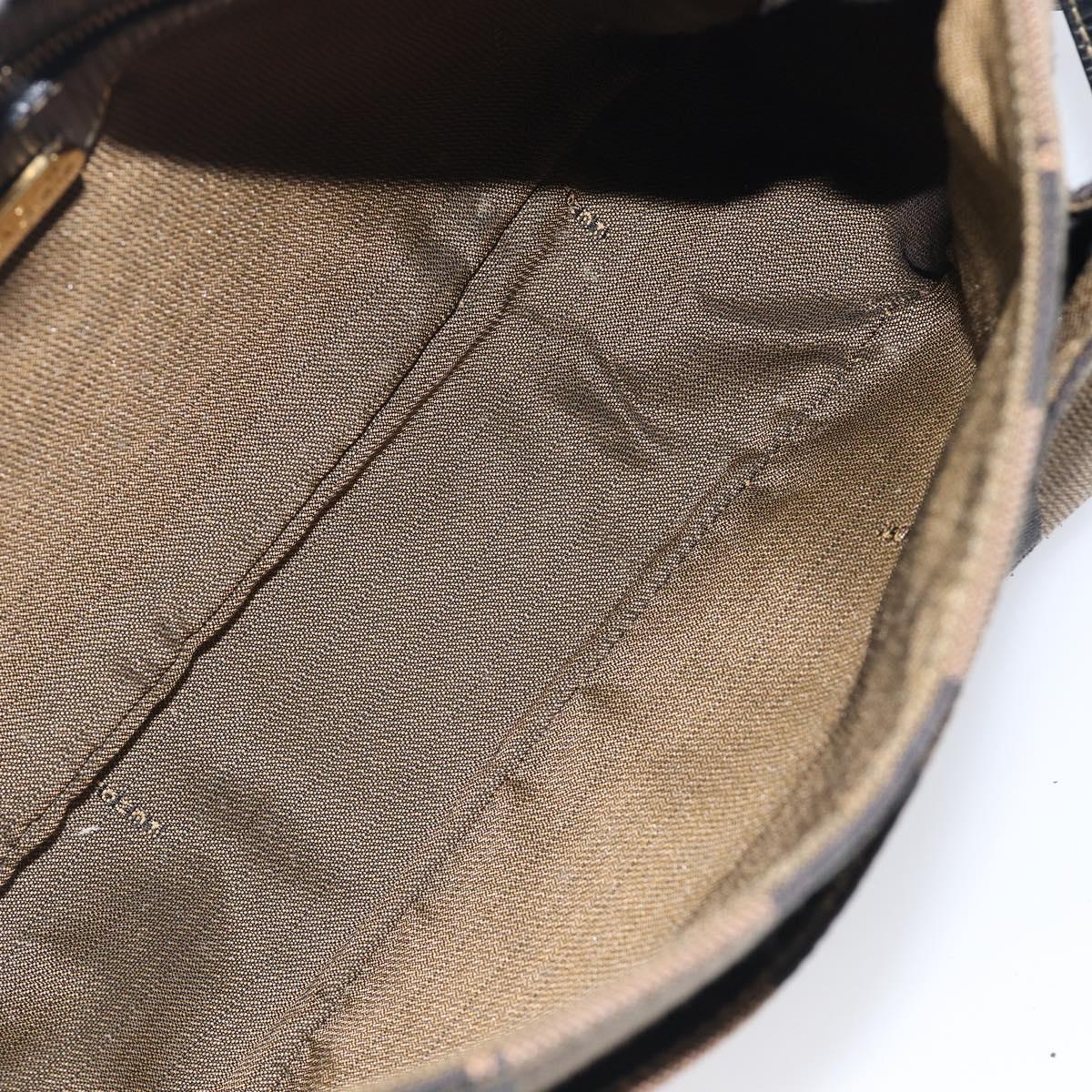 FENDI Pecan Shoulder Bag Canvas Brown Gold Tone Auth ep17009