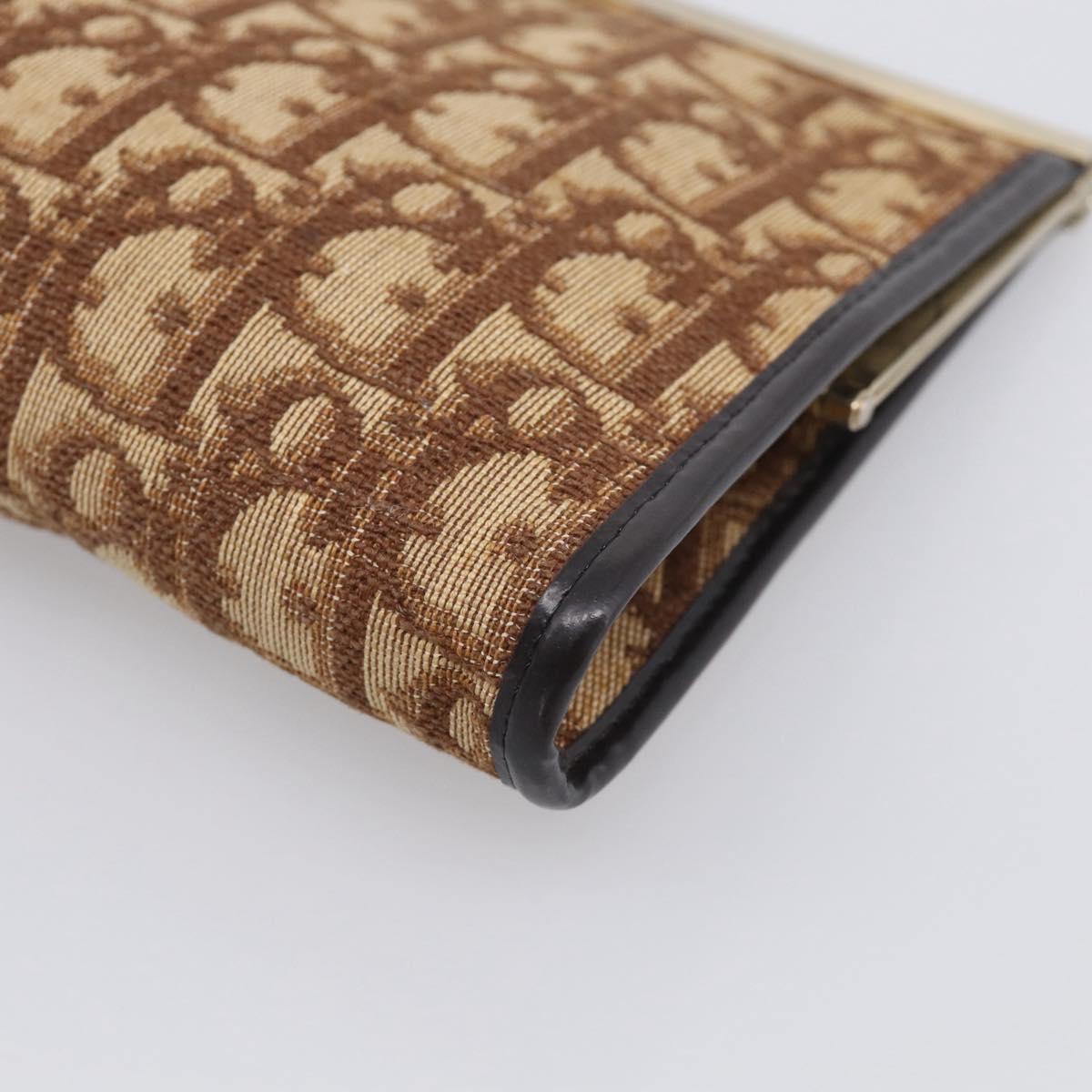 Christian Dior Trotter Canvas Clutch Bag Beige Gold Tone Auth ep17010
