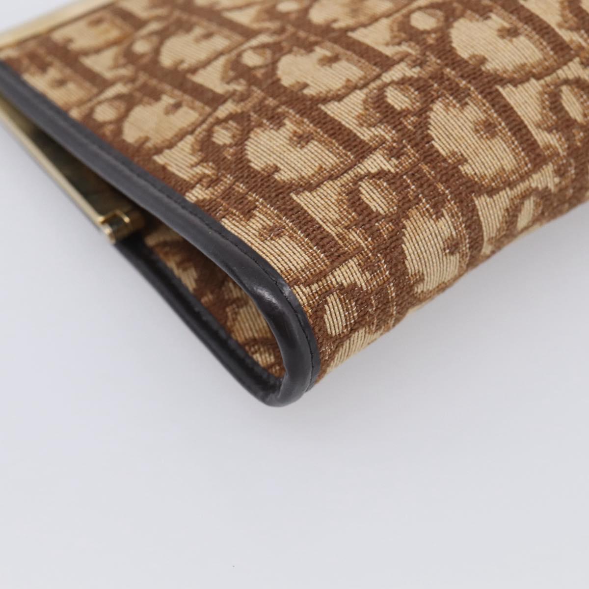 Christian Dior Trotter Canvas Clutch Bag Beige Gold Tone Auth ep17010