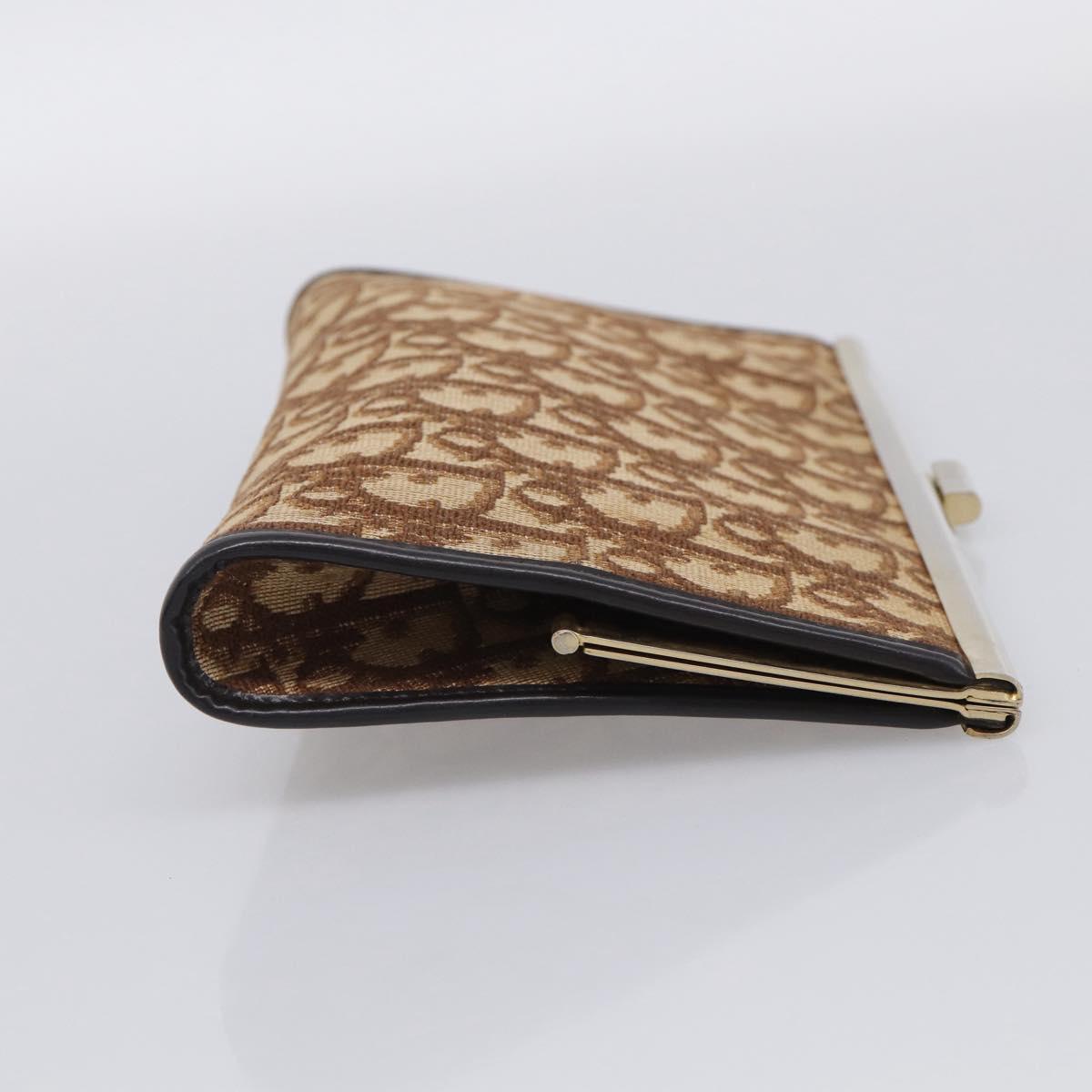Christian Dior Trotter Canvas Clutch Bag Beige Gold Tone Auth ep17010