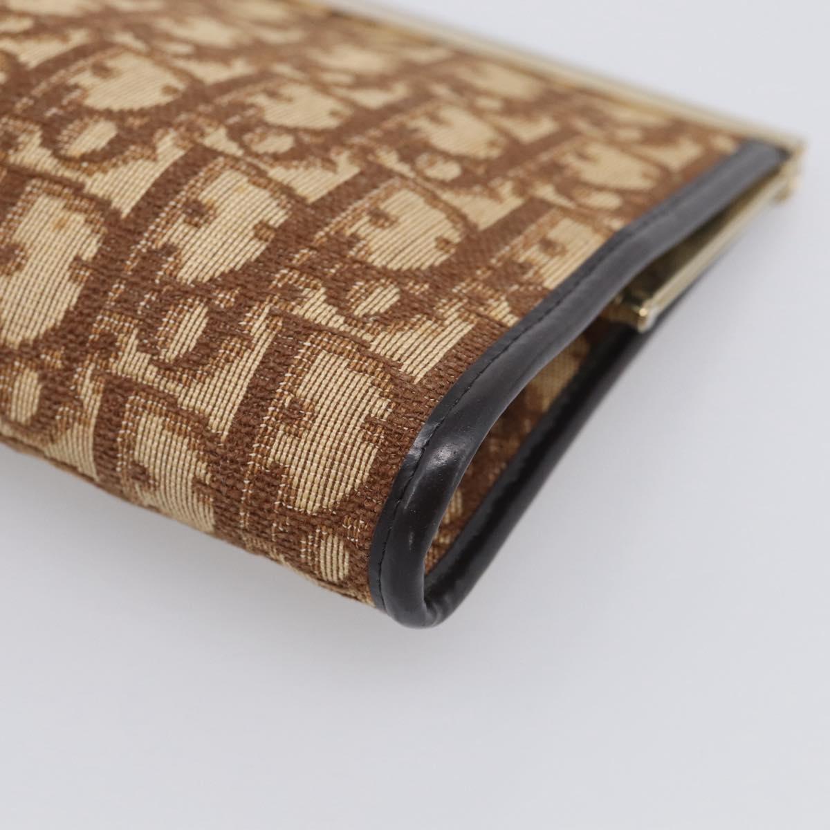 Christian Dior Trotter Canvas Clutch Bag Beige Gold Tone Auth ep17010