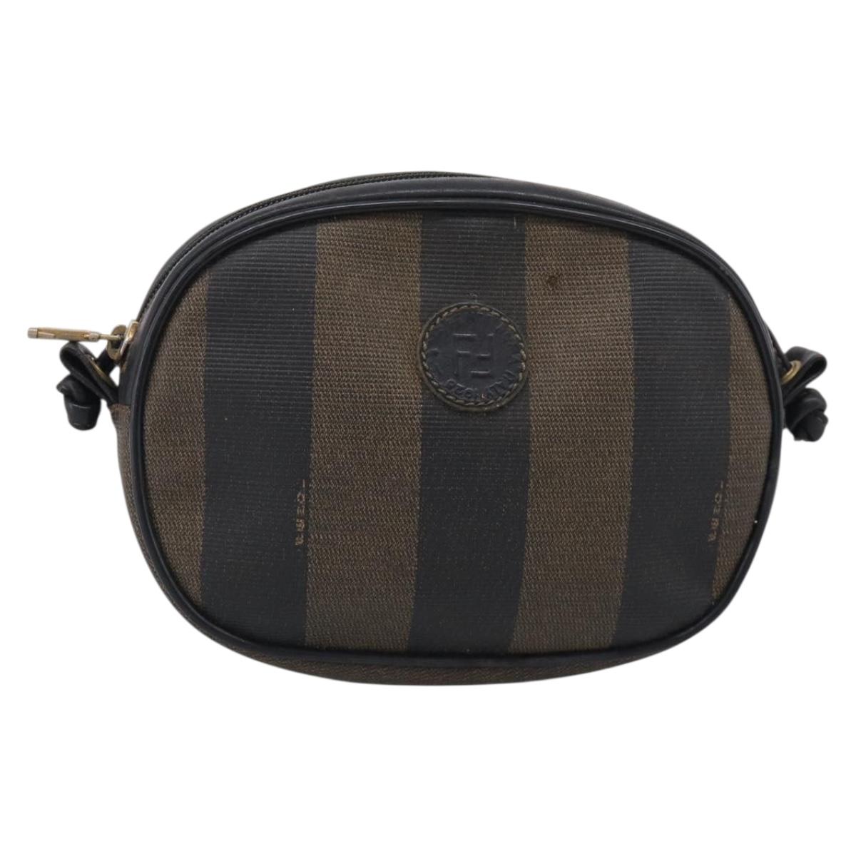 FENDI Pecan Shoulder Bag PVC Brown Gold Tone Auth ep17012