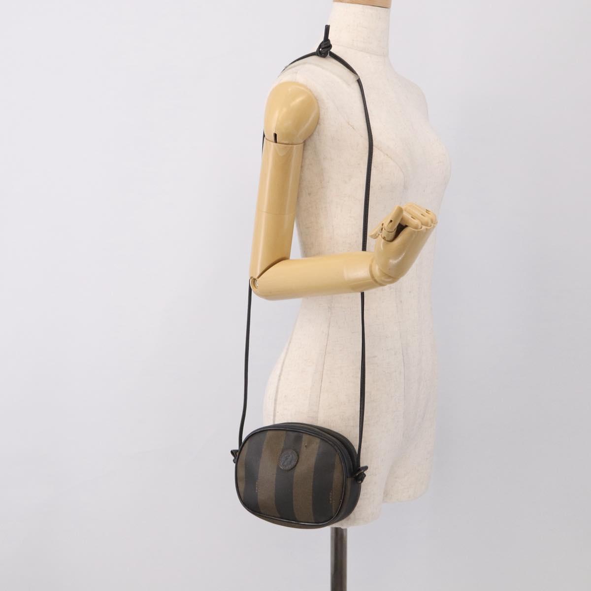 FENDI Pecan Shoulder Bag PVC Brown Gold Tone Auth ep17012