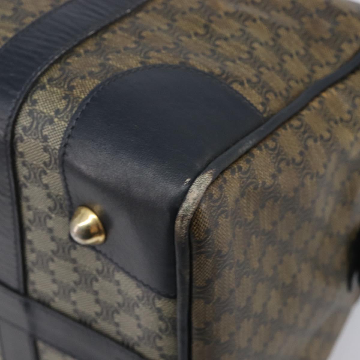 CELINE Macadam Boston Bag PVC Navy Gold Tone Auth ep17019
