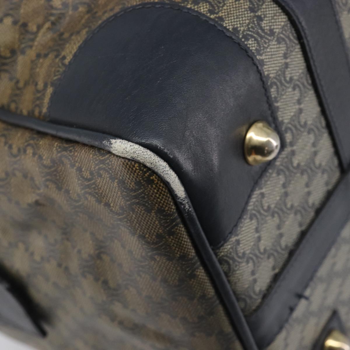 CELINE Macadam Boston Bag PVC Navy Gold Tone Auth ep17019