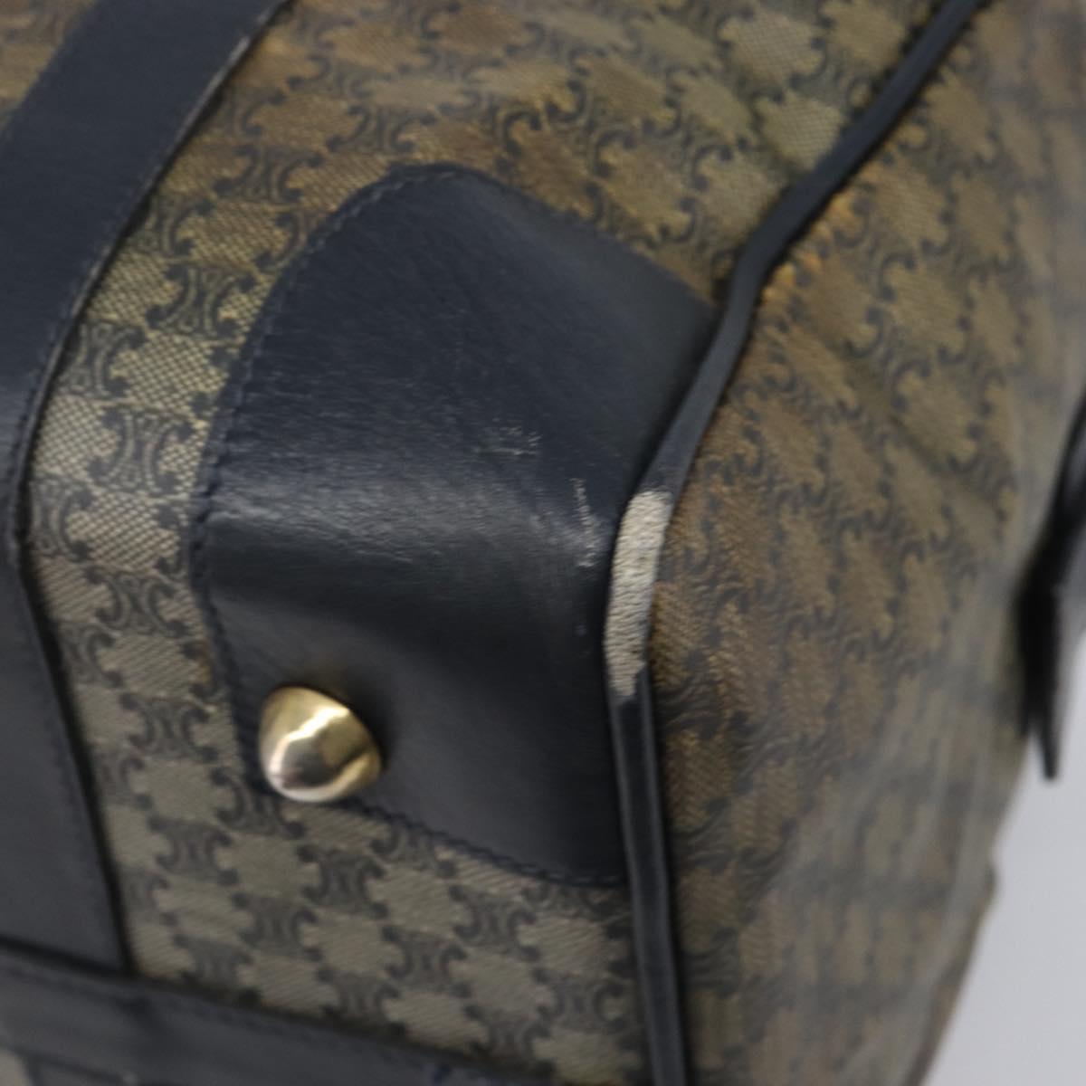 CELINE Macadam Boston Bag PVC Navy Gold Tone Auth ep17019
