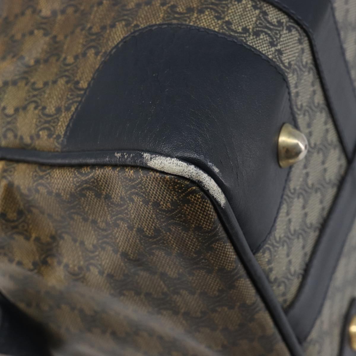 CELINE Macadam Boston Bag PVC Navy Gold Tone Auth ep17019