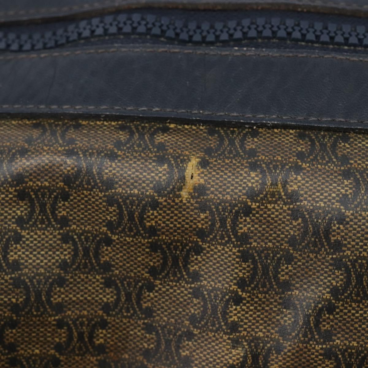 CELINE Macadam Boston Bag PVC Navy Gold Tone Auth ep17019