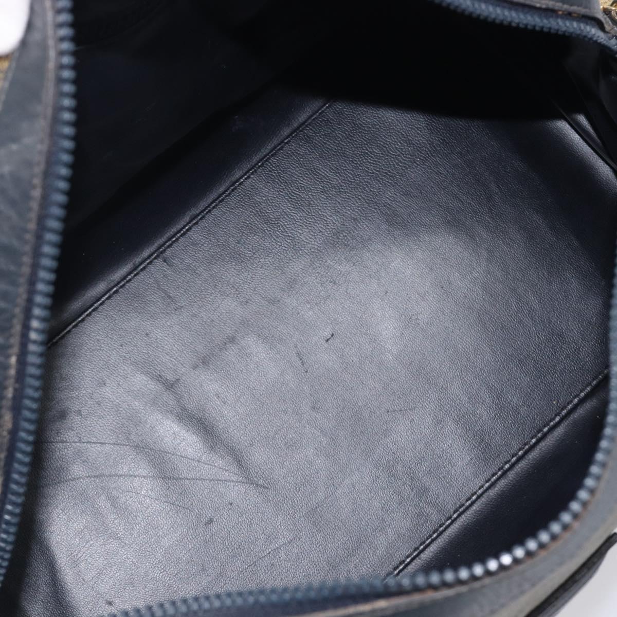 CELINE Macadam Boston Bag PVC Navy Gold Tone Auth ep17019