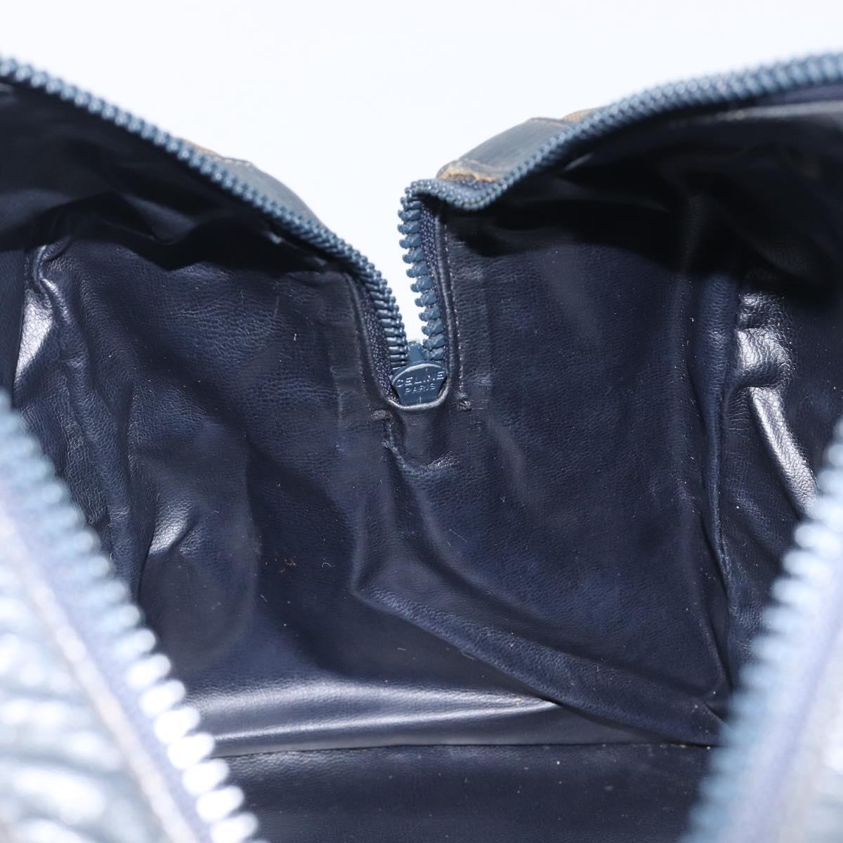 CELINE Macadam Boston Bag PVC Navy Gold Tone Auth ep17019