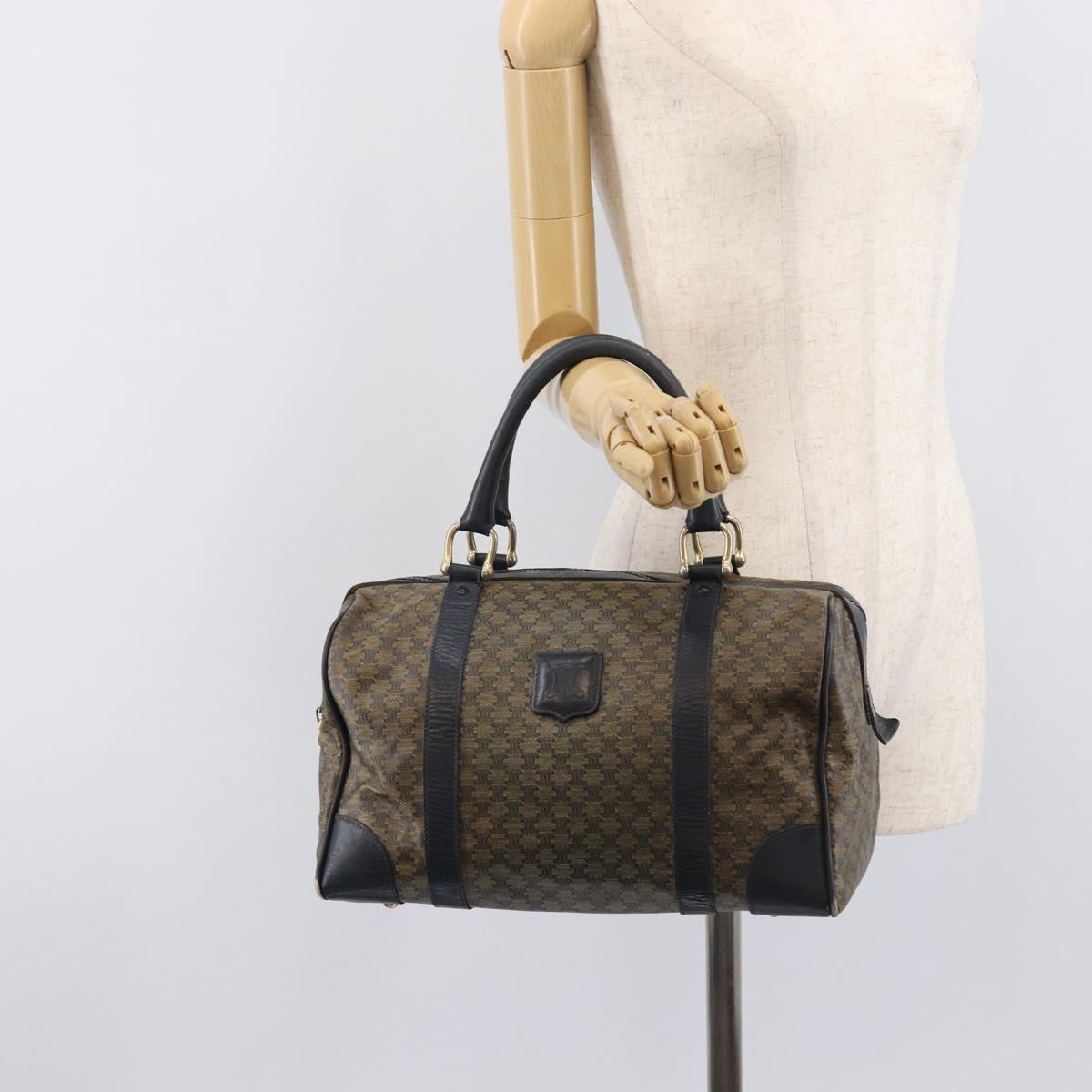 CELINE Macadam Boston Bag PVC Navy Gold Tone Auth ep17019