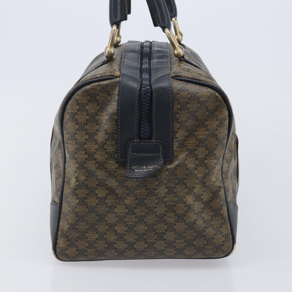 CELINE Macadam Boston Bag PVC Navy Gold Tone Auth ep17019
