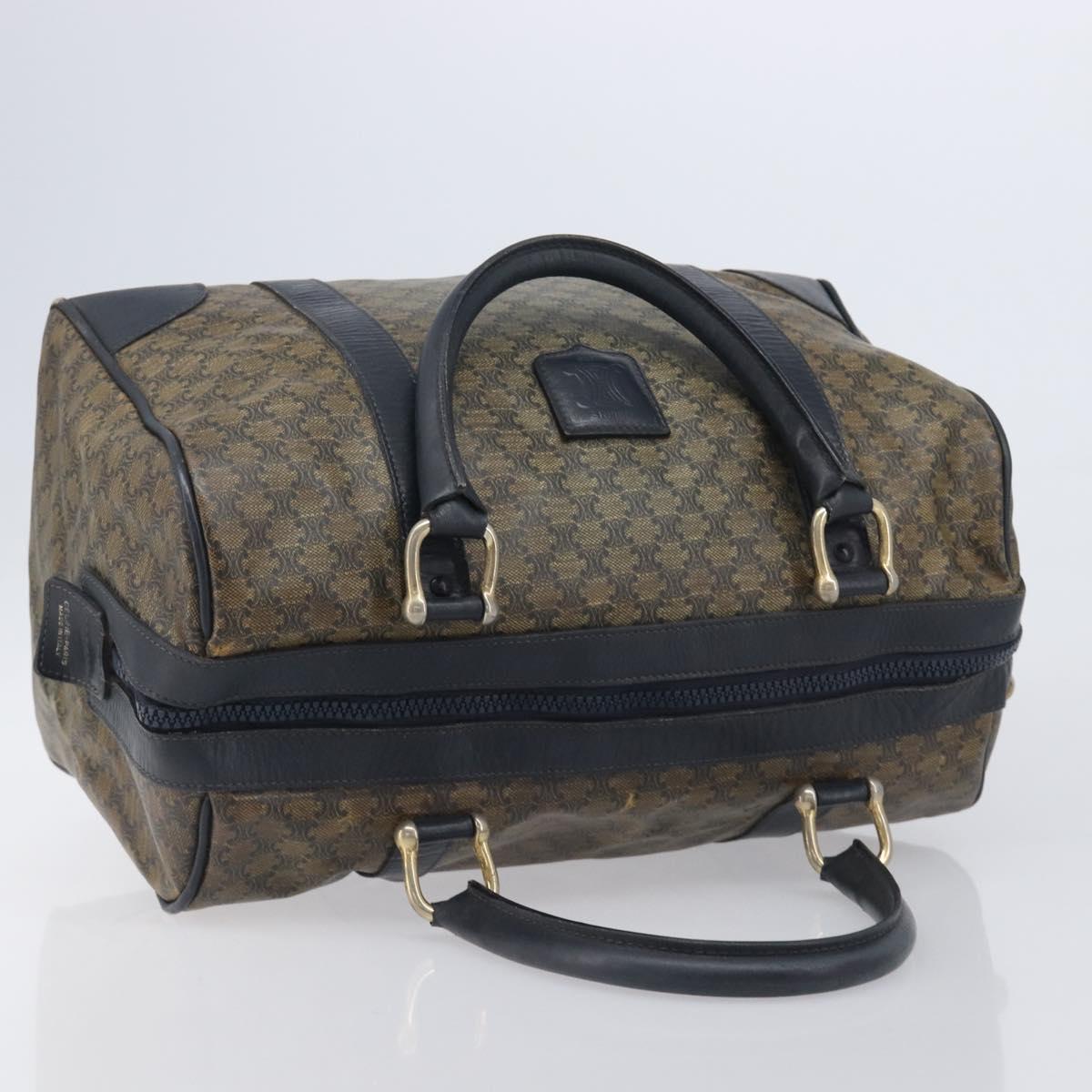 CELINE Macadam Boston Bag PVC Navy Gold Tone Auth ep17019