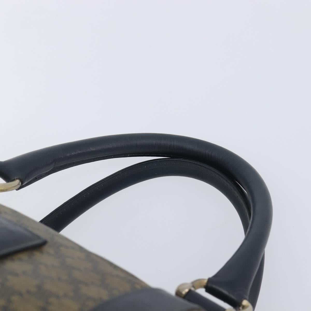 CELINE Macadam Boston Bag PVC Navy Gold Tone Auth ep17019