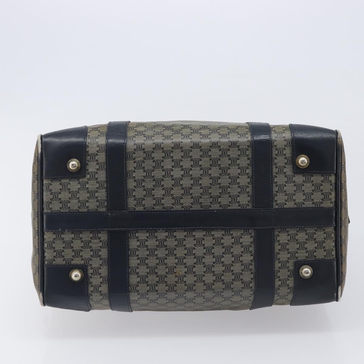 CELINE Macadam Boston Bag PVC Navy Gold Tone Auth ep17019
