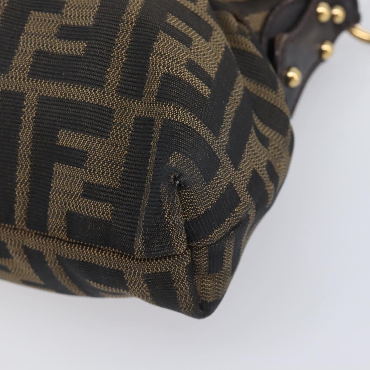 FENDI Zucca Canvas Hand Bag Black Gold Tone 8BR445 Auth ep17020