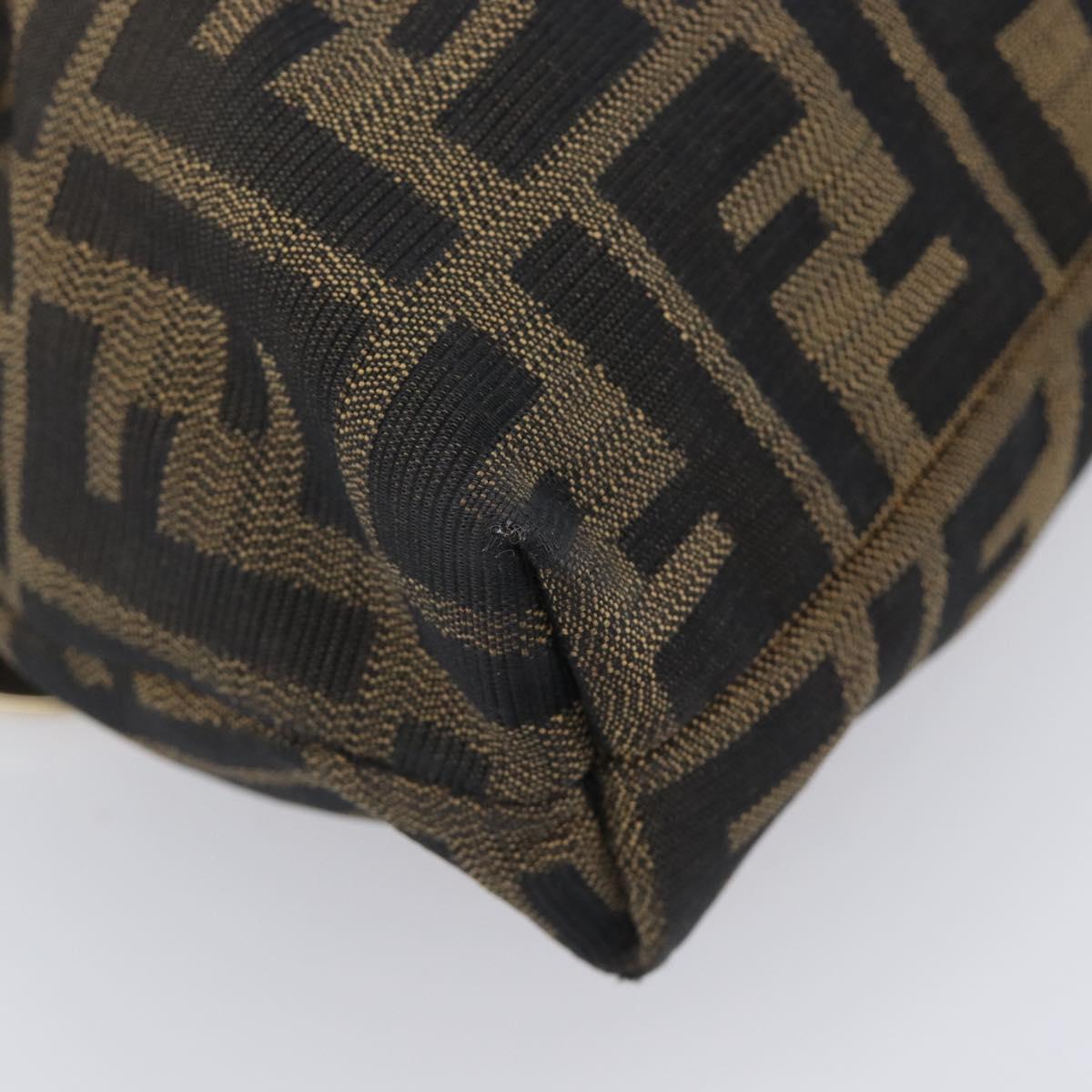 FENDI Zucca Canvas Hand Bag Black Gold Tone 8BR445 Auth ep17020