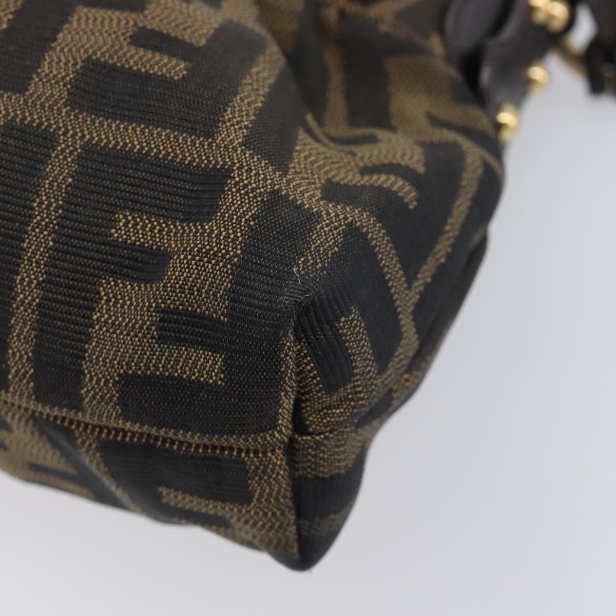 FENDI Zucca Canvas Hand Bag Black Gold Tone 8BR445 Auth ep17020