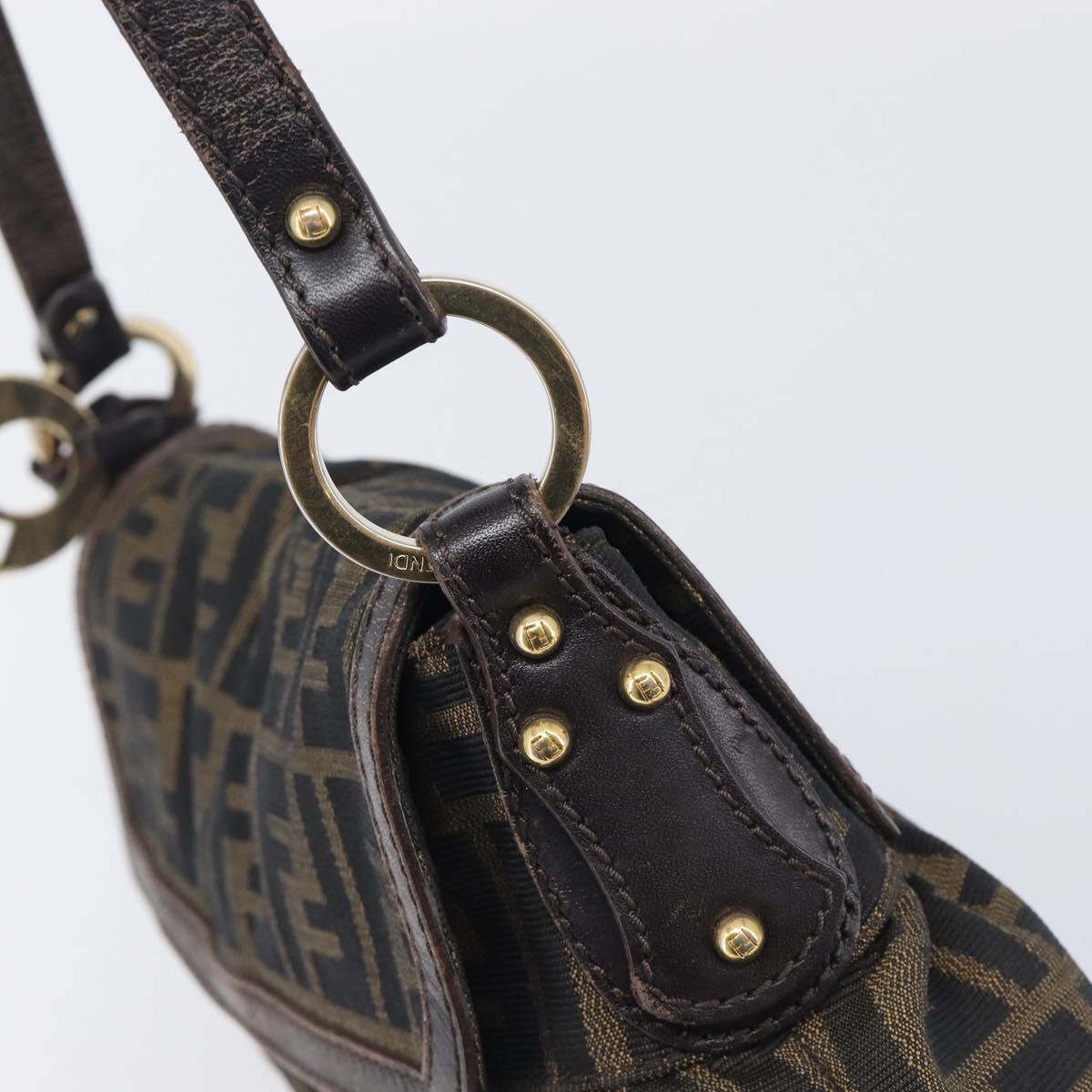 FENDI Zucca Canvas Hand Bag Black Gold Tone 8BR445 Auth ep17020