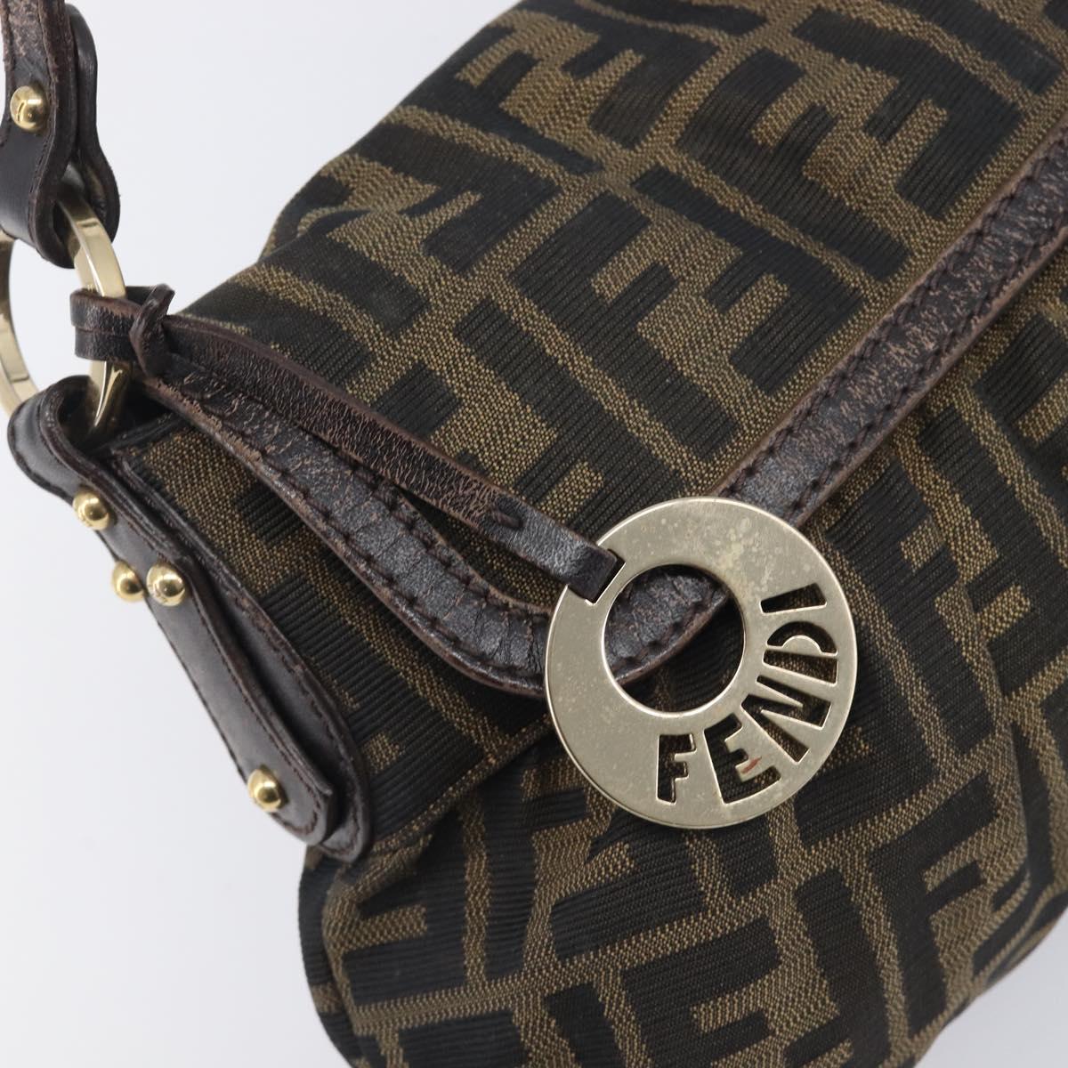 FENDI Zucca Canvas Hand Bag Black Gold Tone 8BR445 Auth ep17020