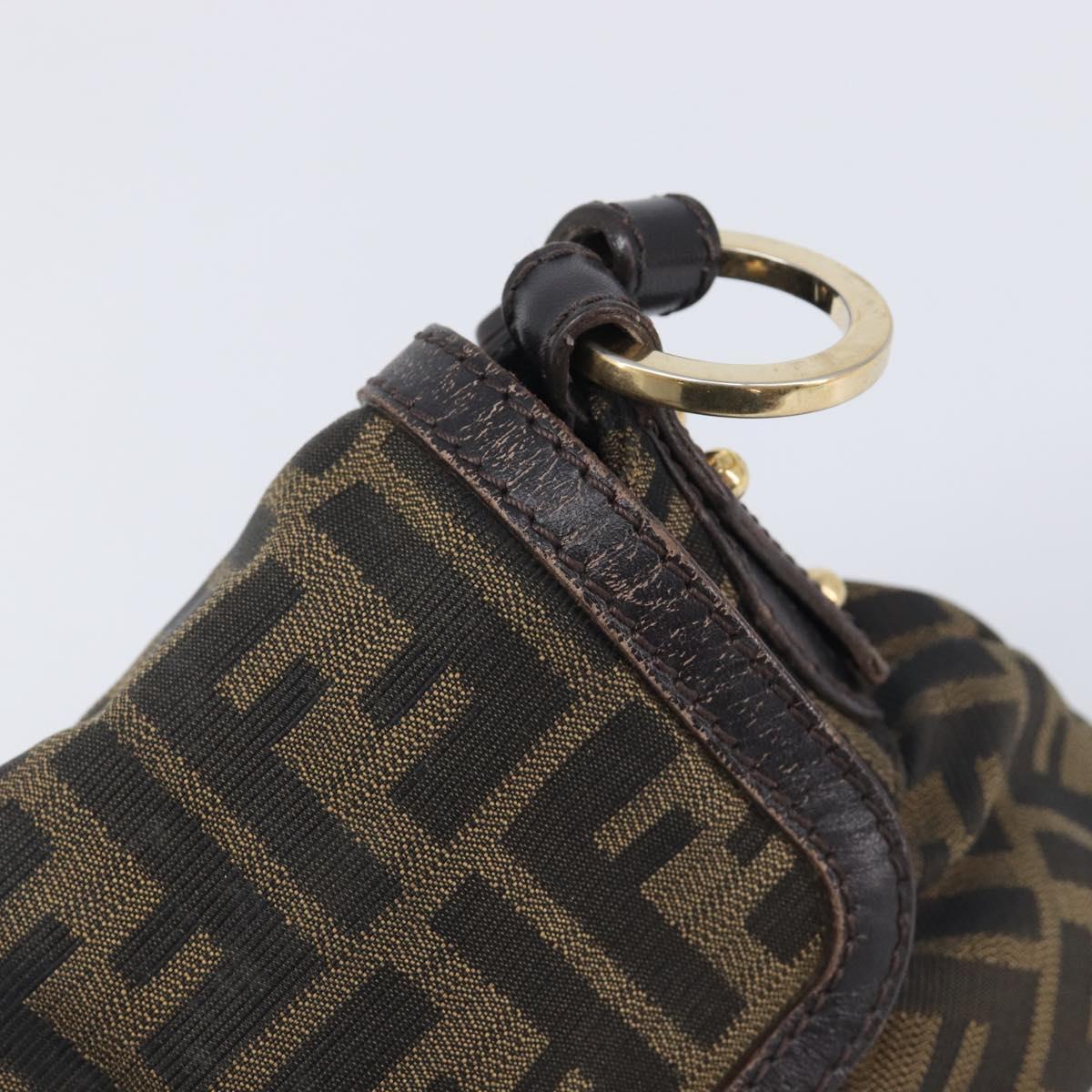 FENDI Zucca Canvas Hand Bag Black Gold Tone 8BR445 Auth ep17020