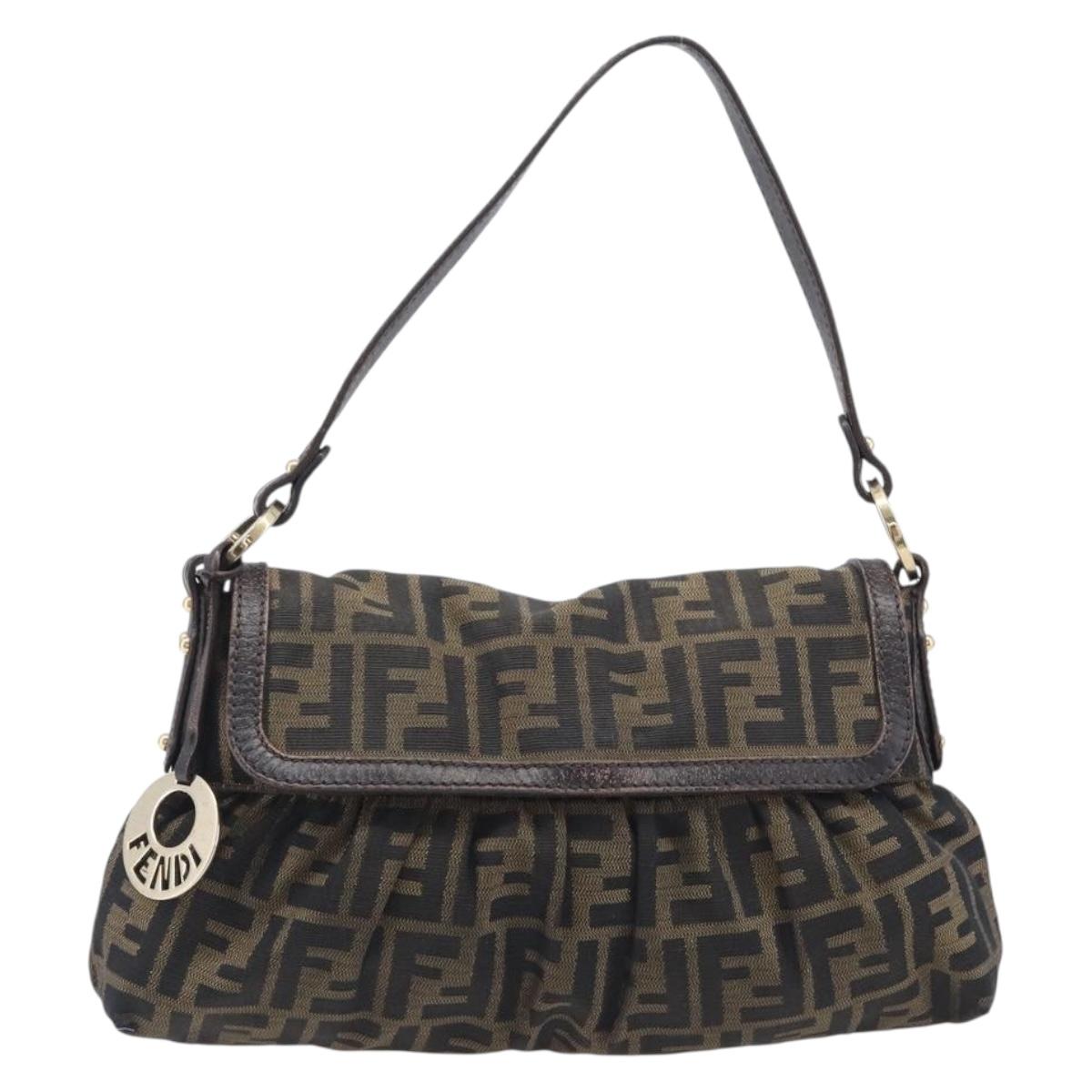 FENDI Zucca Canvas Hand Bag Black Gold Tone 8BR445 Auth ep17020