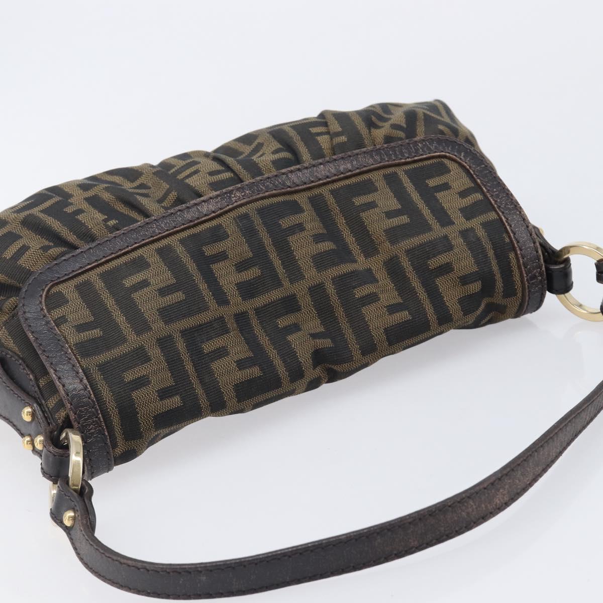 FENDI Zucca Canvas Hand Bag Black Gold Tone 8BR445 Auth ep17020