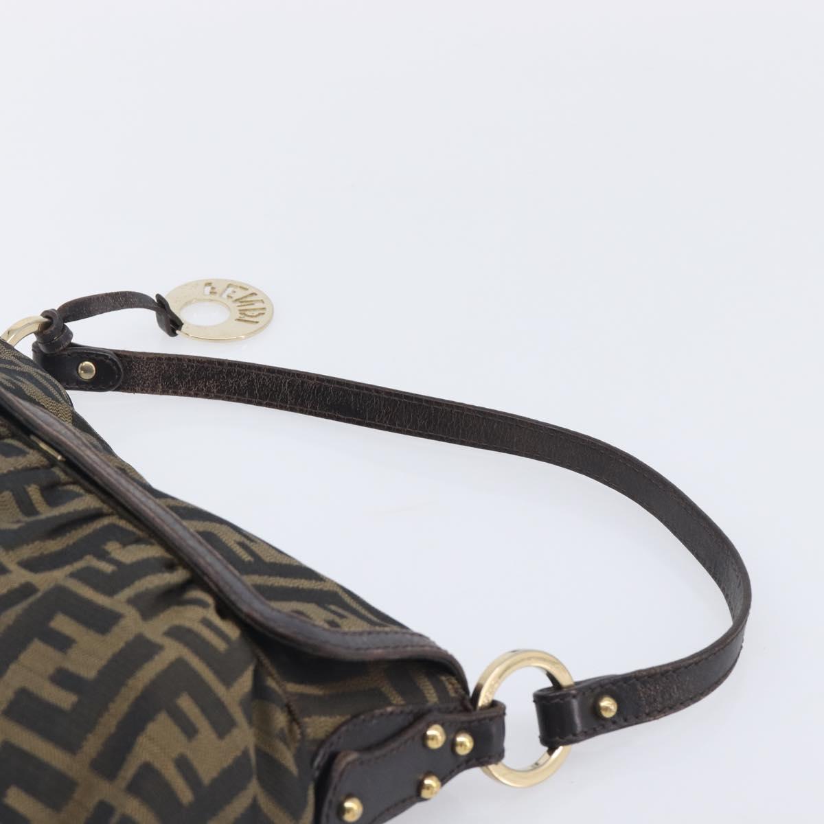 FENDI Zucca Canvas Hand Bag Black Gold Tone 8BR445 Auth ep17020