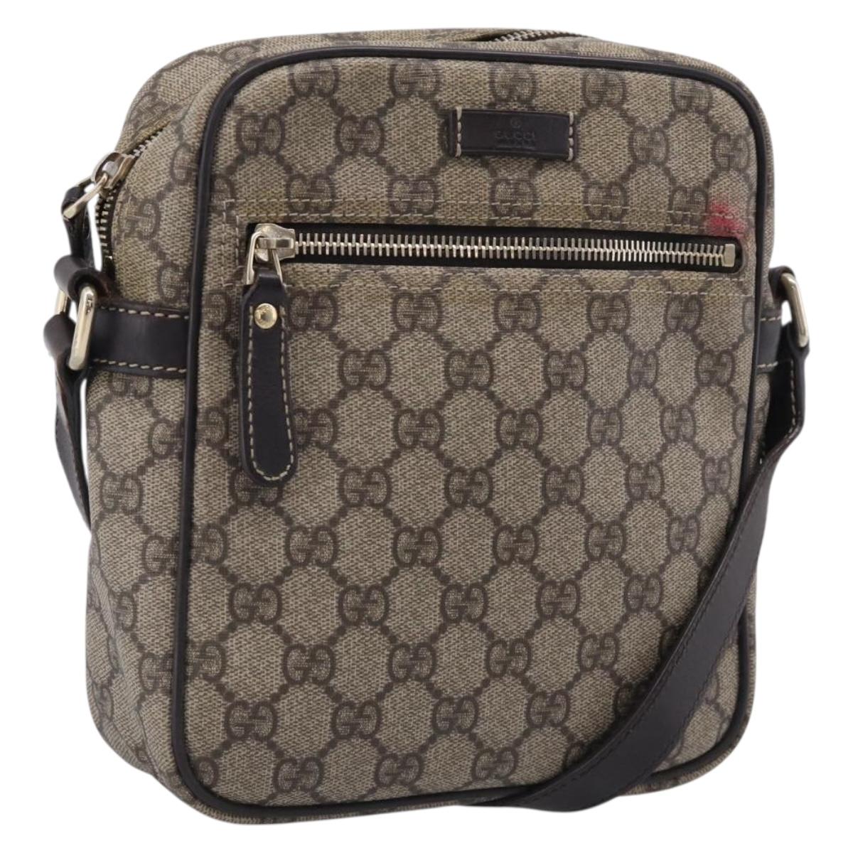 GUCCI GG Supreme Shoulder Bag PVC Beige Gold Tone 233268 Auth ep17025