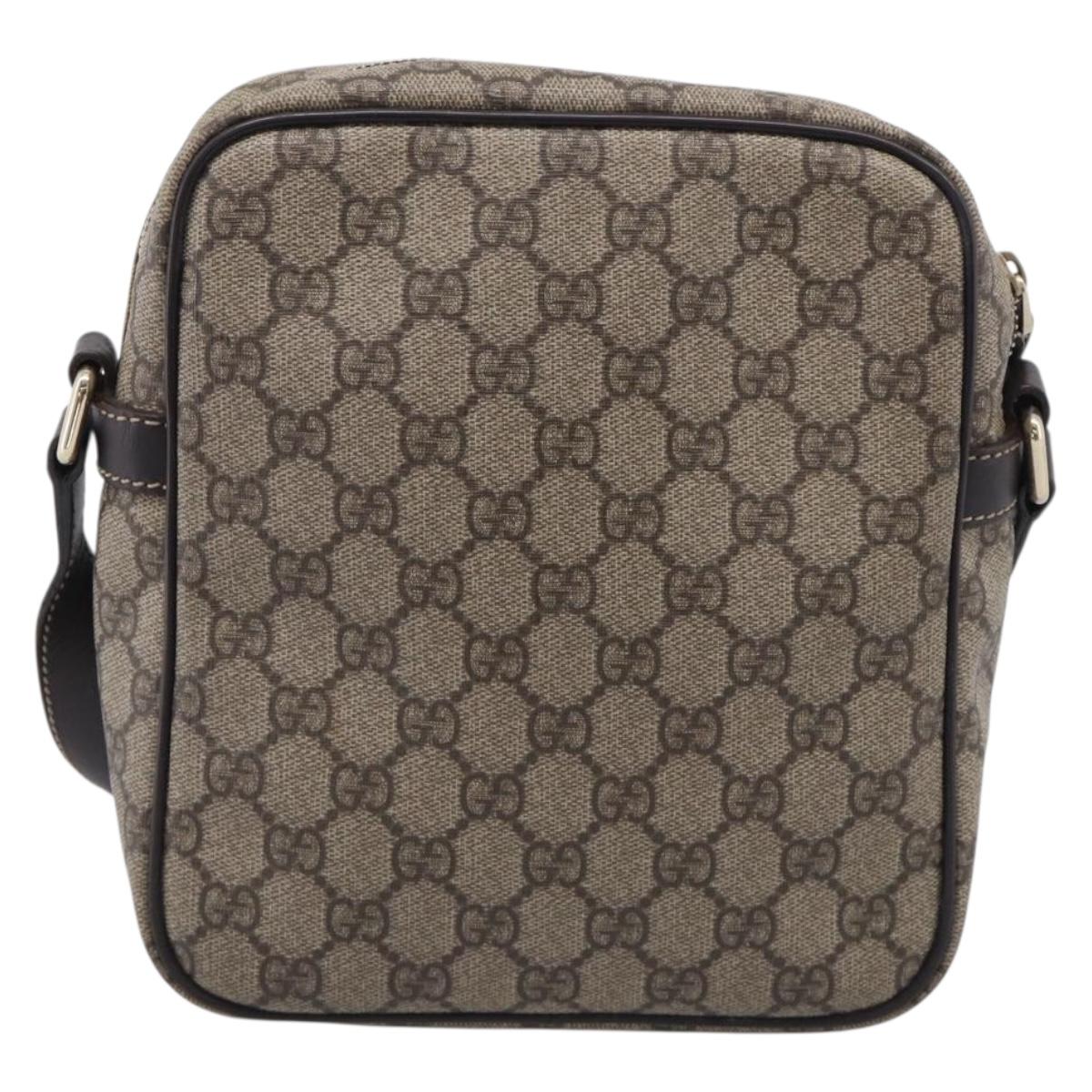 GUCCI GG Supreme Shoulder Bag PVC Beige Gold Tone 233268 Auth ep17025