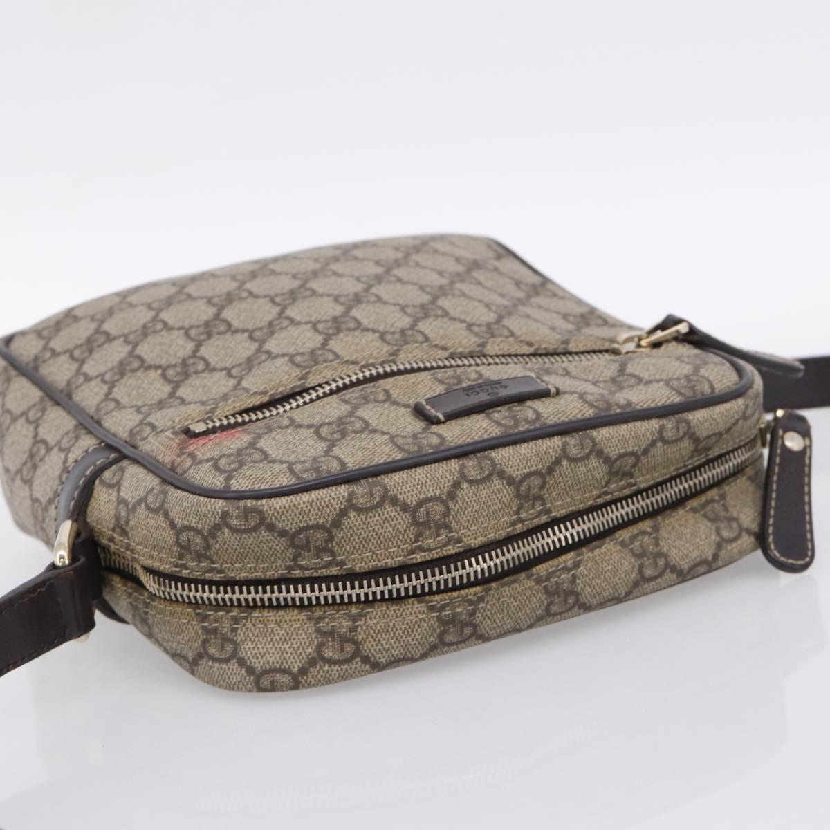 GUCCI GG Supreme Shoulder Bag PVC Beige Gold Tone 233268 Auth ep17025