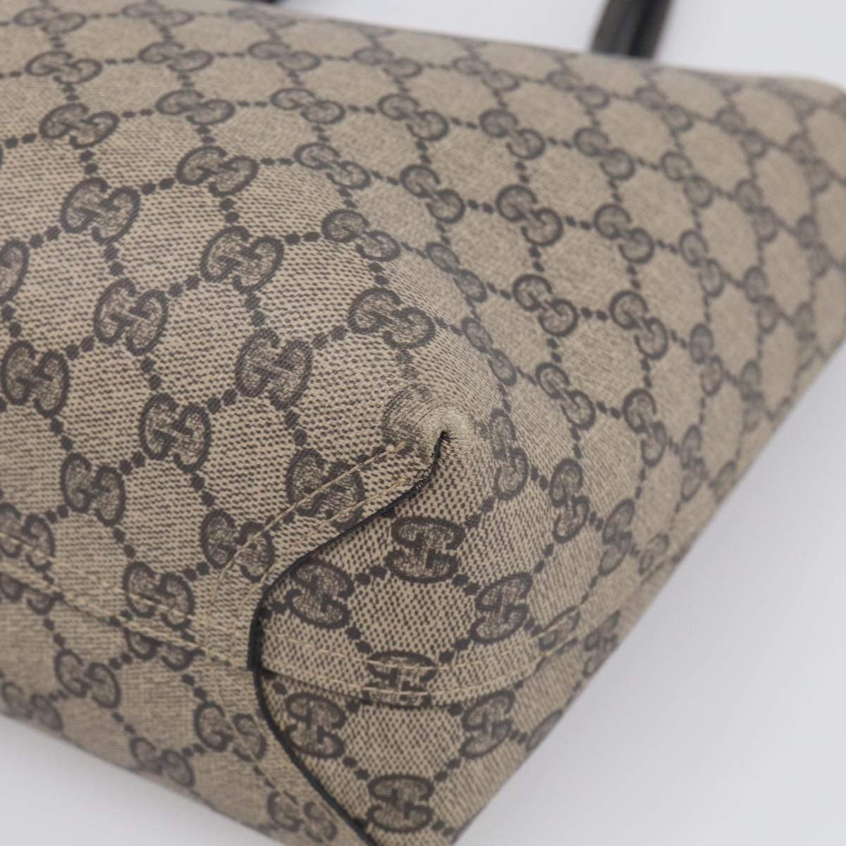 GUCCI GG Supreme Reversible Tote Bag PVC Beige Black 372613 Auth ep17026