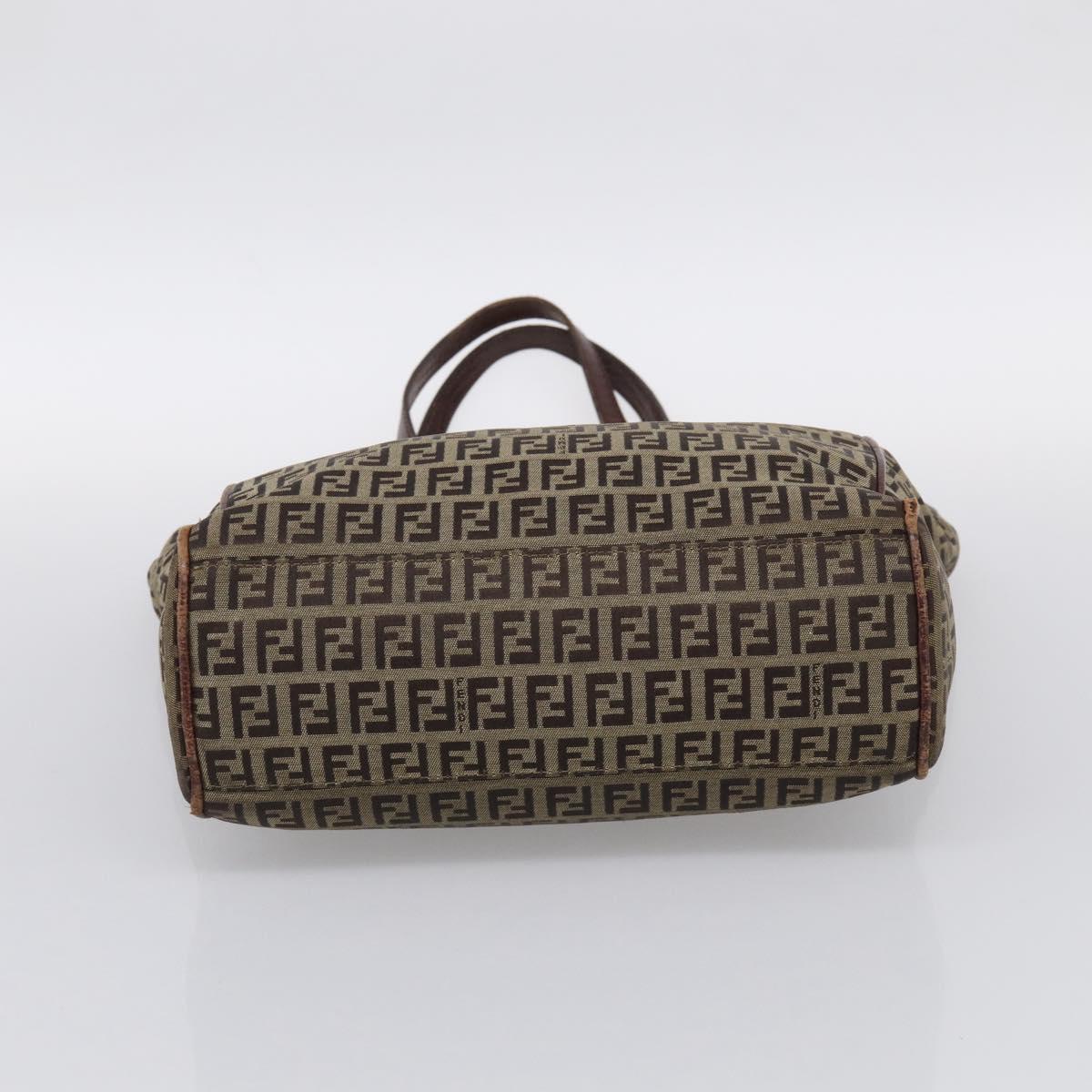 FENDI Zucchino Canvas Hand Bag Beige Gold Tone 8BH174 Auth ep17028