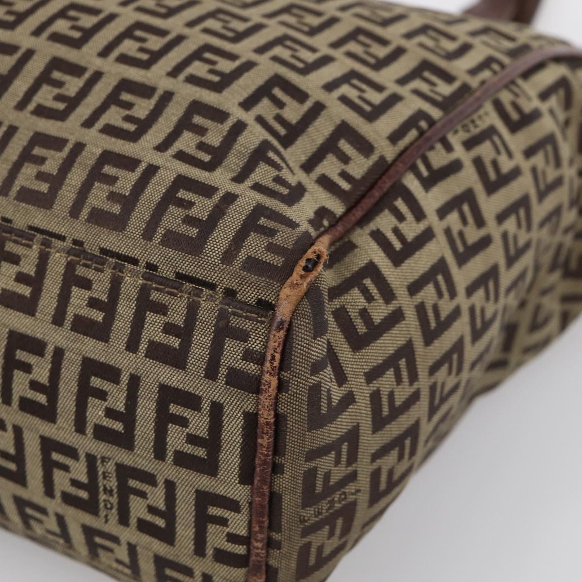 FENDI Zucchino Canvas Hand Bag Beige Gold Tone 8BH174 Auth ep17028