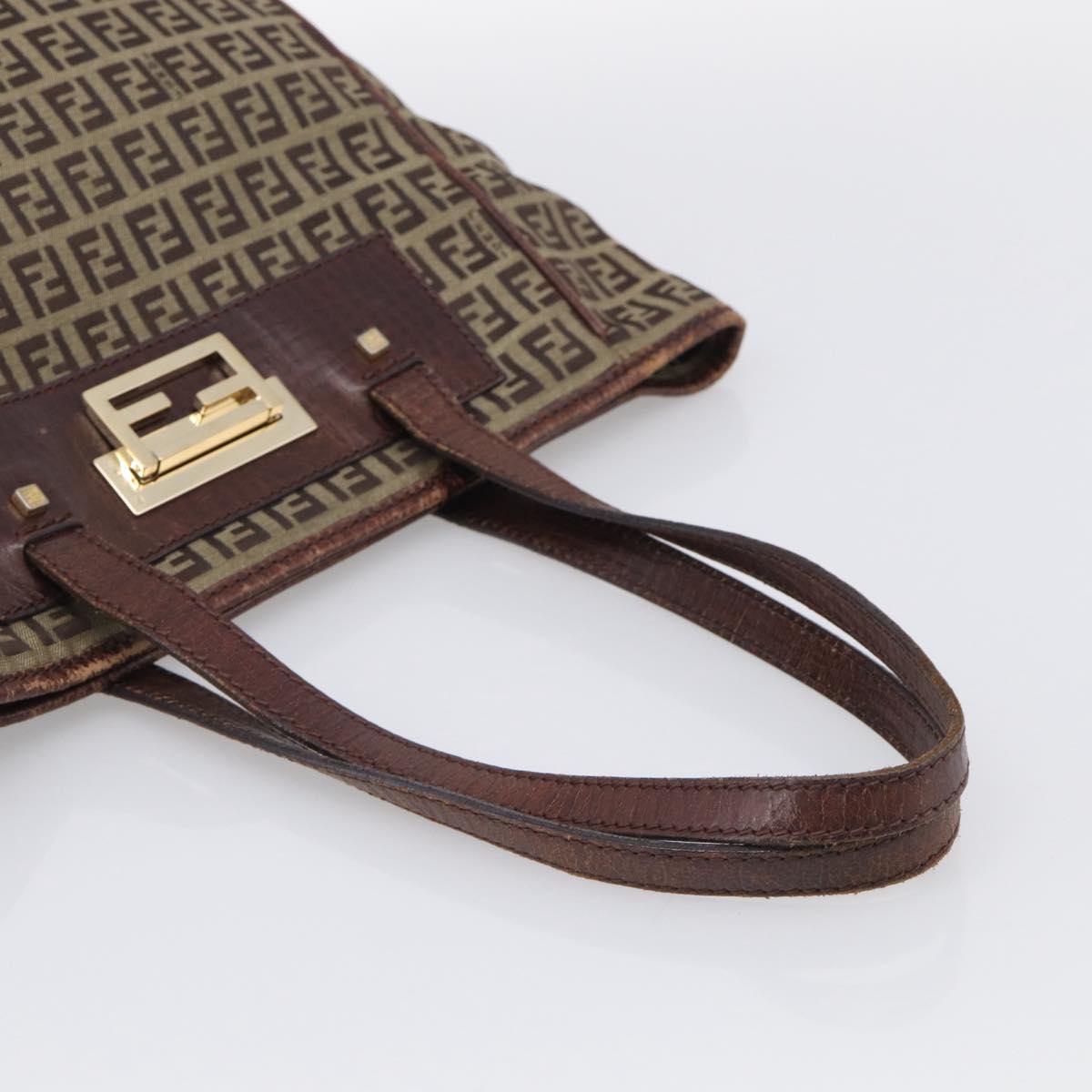 FENDI Zucchino Canvas Hand Bag Beige Gold Tone 8BH174 Auth ep17028