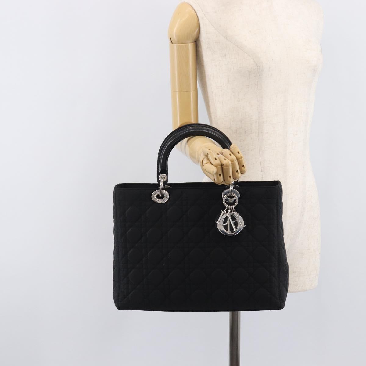 Christian Dior Lady Dior Canage Hand Bag Nylon Black Auth ep17029V