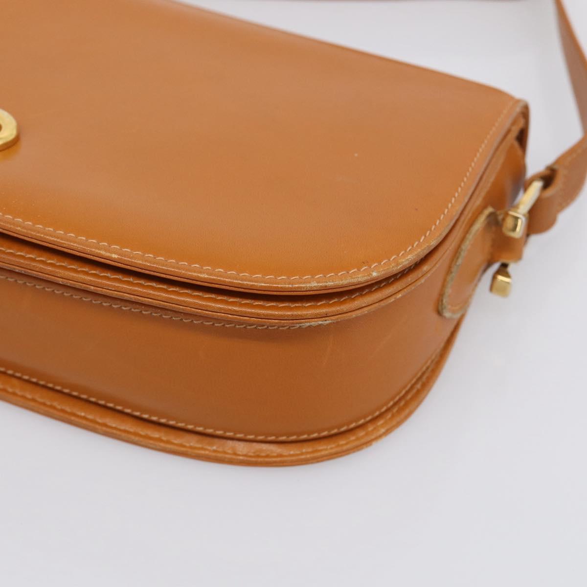 GUCCI Shoulder Bag Leather Brown Gold Tone Auth ep17032