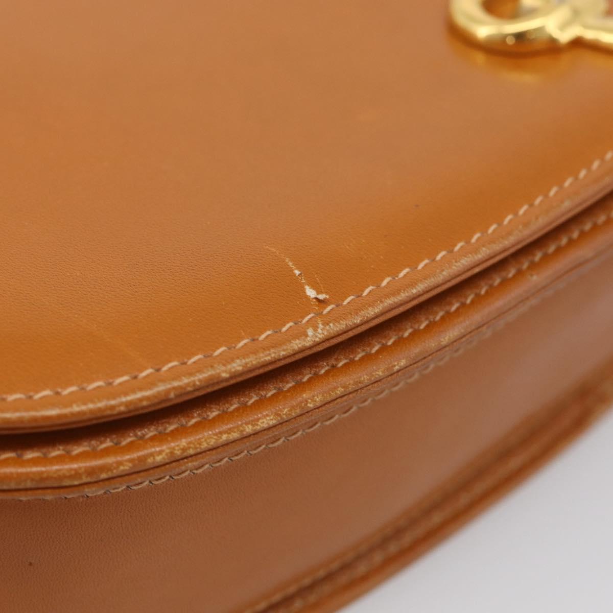GUCCI Shoulder Bag Leather Brown Gold Tone Auth ep17032