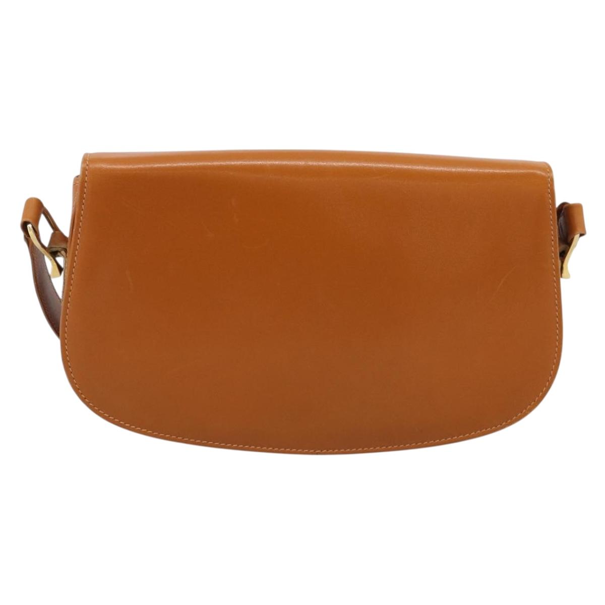 GUCCI Shoulder Bag Leather Brown Gold Tone Auth ep17032