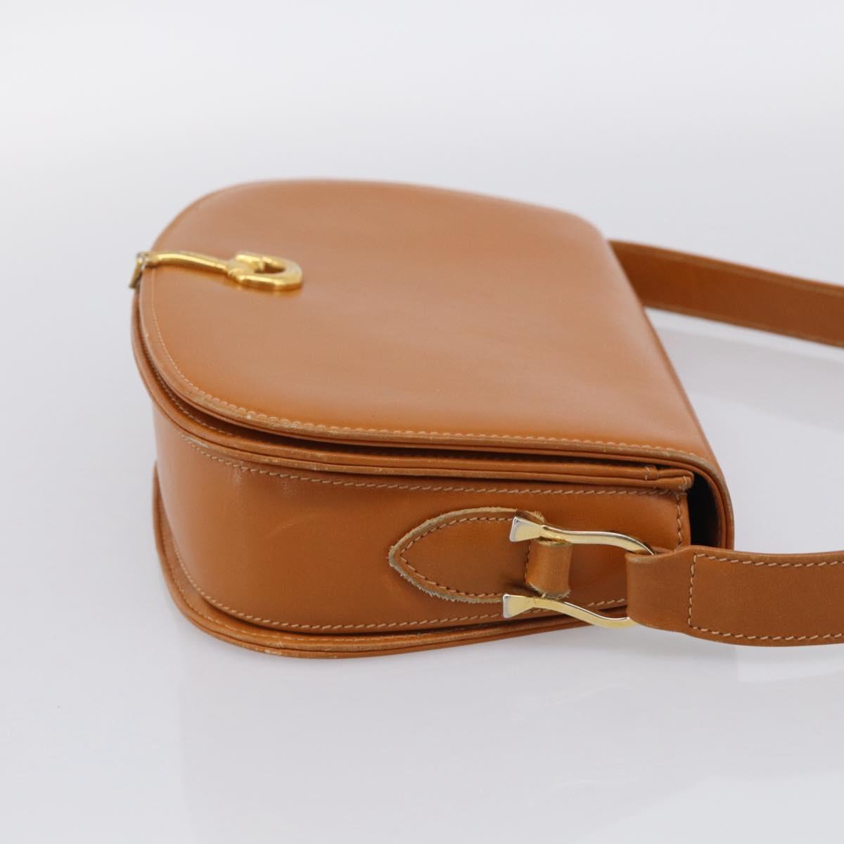GUCCI Shoulder Bag Leather Brown Gold Tone Auth ep17032