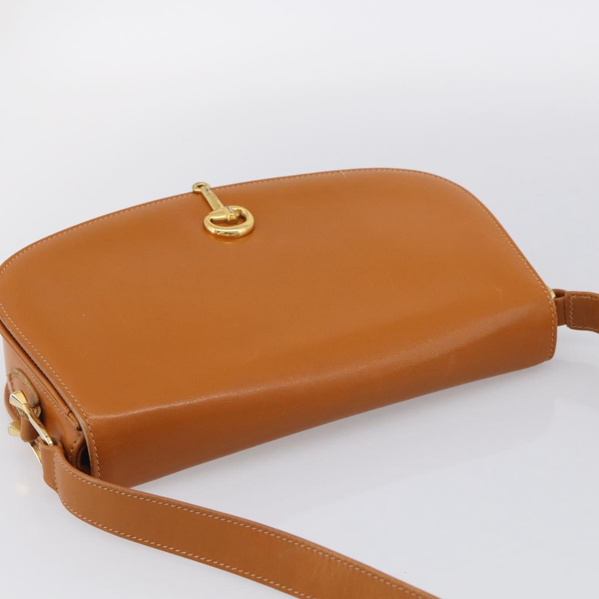 GUCCI Shoulder Bag Leather Brown Gold Tone Auth ep17032