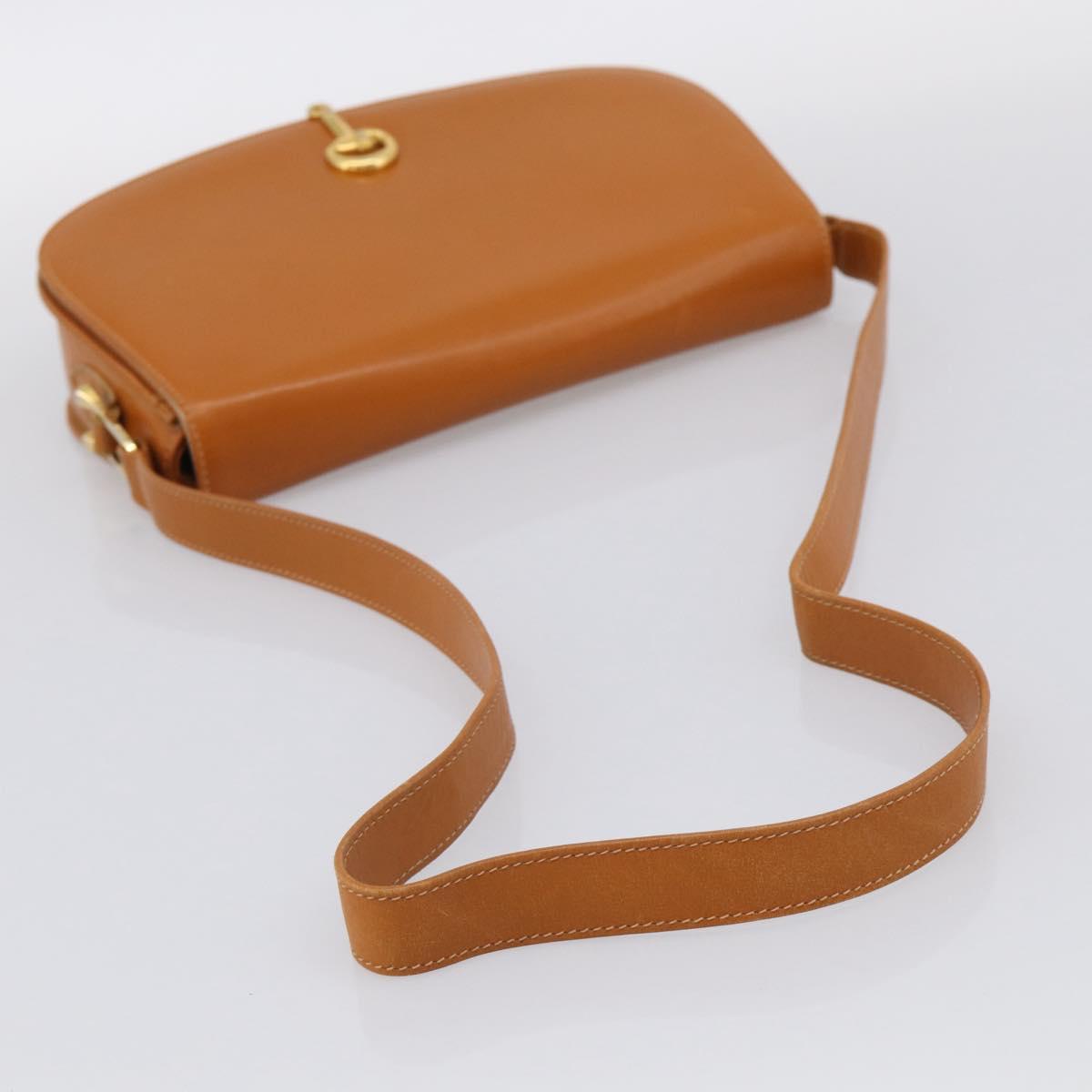GUCCI Shoulder Bag Leather Brown Gold Tone Auth ep17032