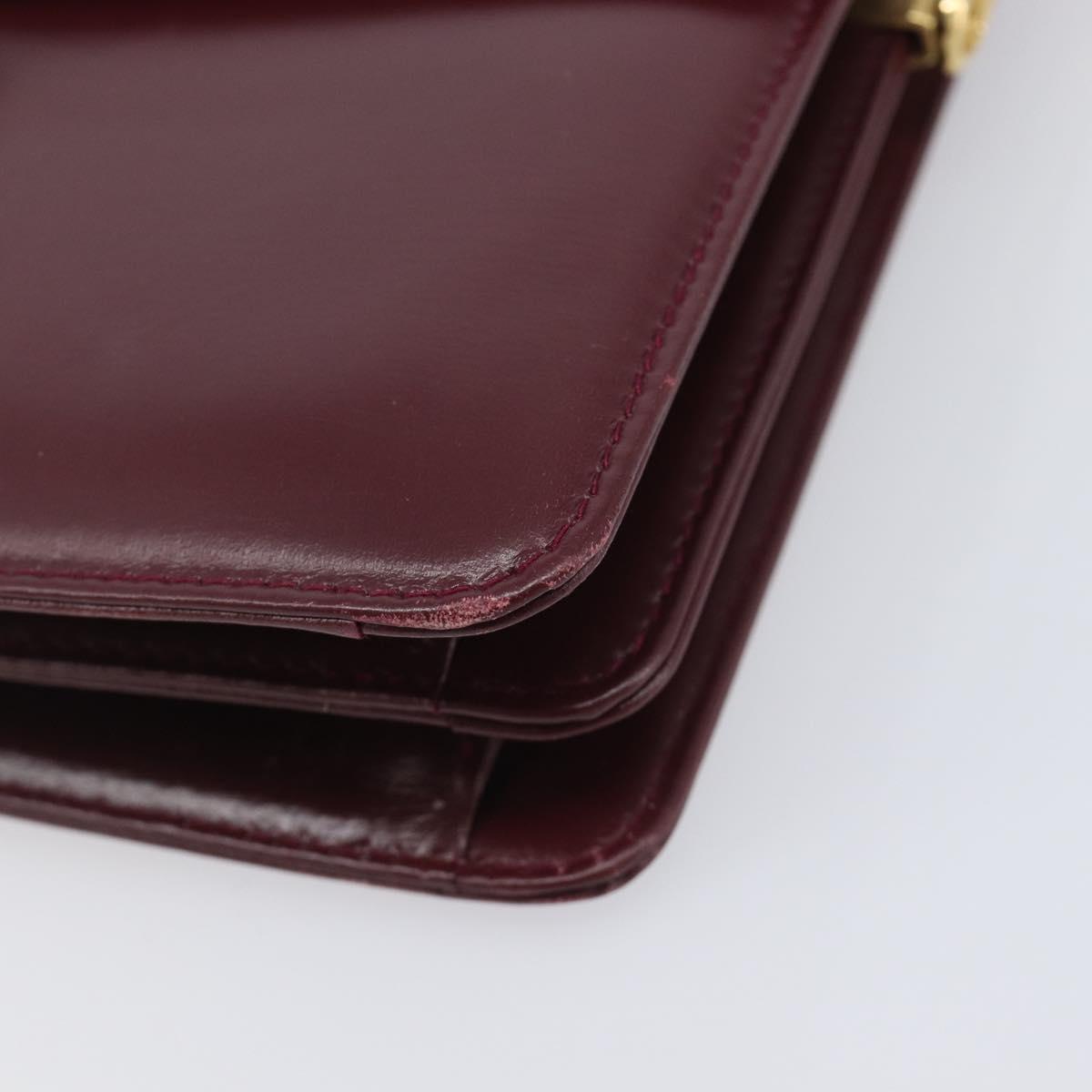 CELINE Shoulder Bag Leather Bordeaux Gold Tone Auth ep17033A