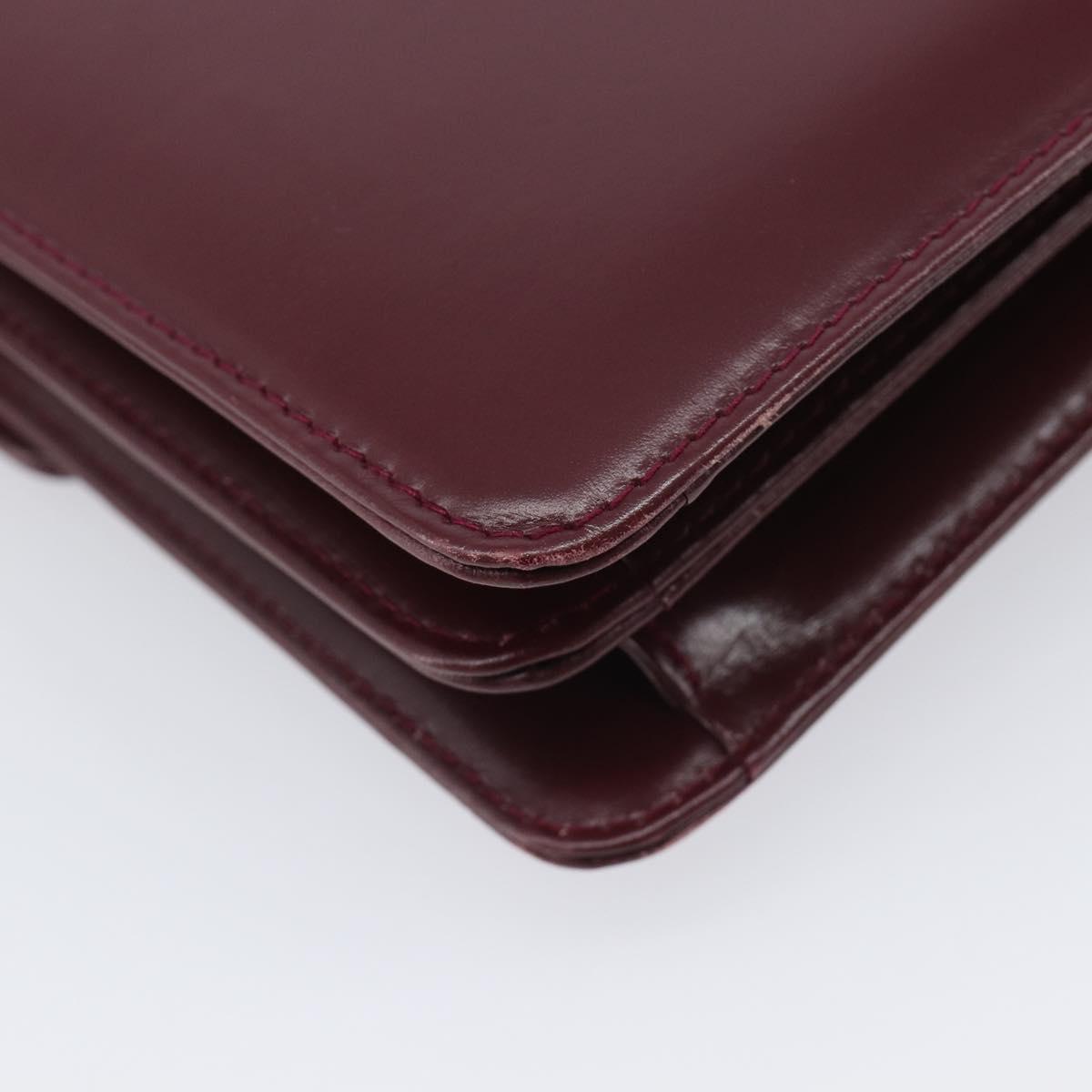 CELINE Shoulder Bag Leather Bordeaux Gold Tone Auth ep17033A