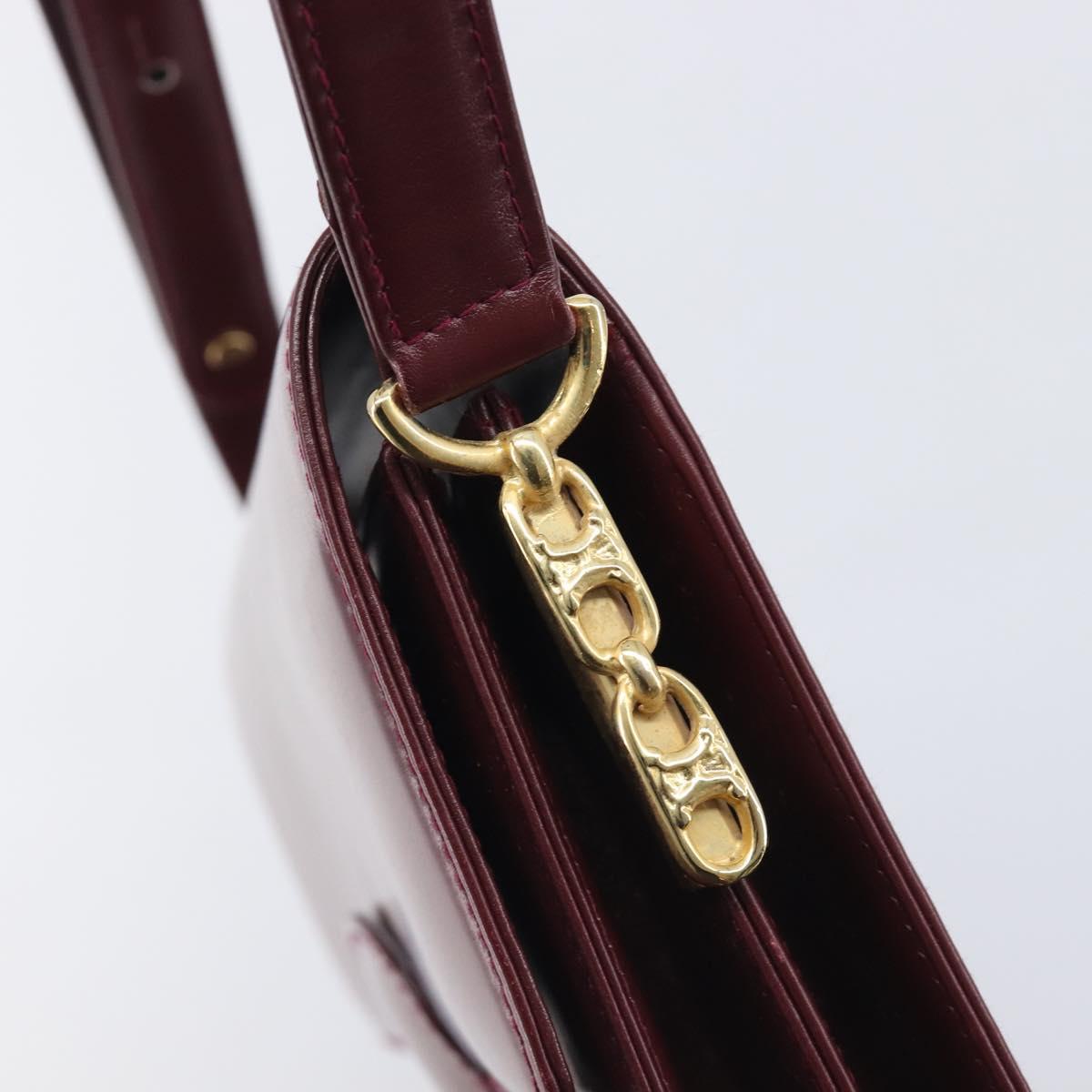 CELINE Shoulder Bag Leather Bordeaux Gold Tone Auth ep17033A